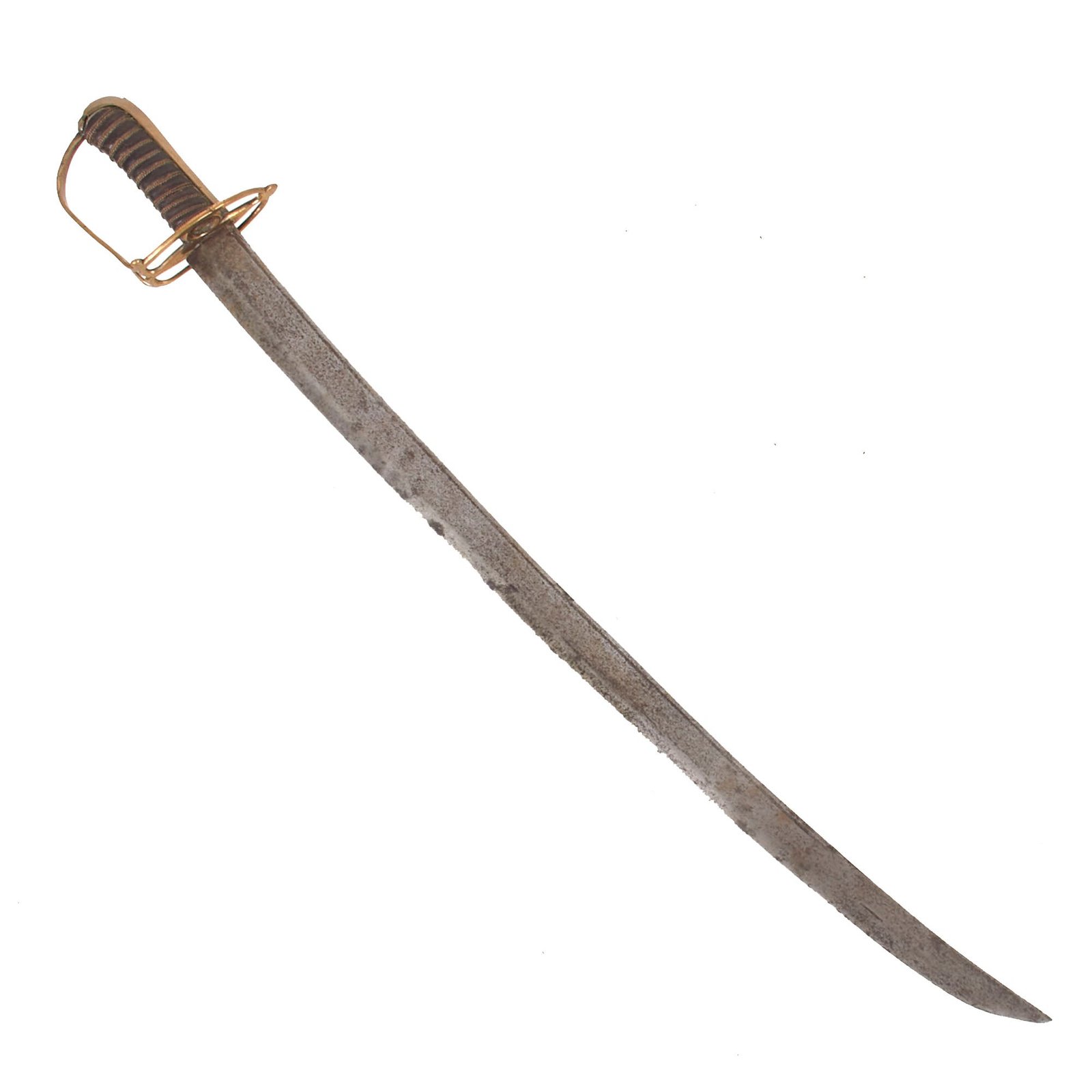 Buy Original American Revolutionary War Continental Stirrup Hilt Mounted Dragoon Saber with Wire-Wrapped Leather Grip | Original Firearms Antique For Sale