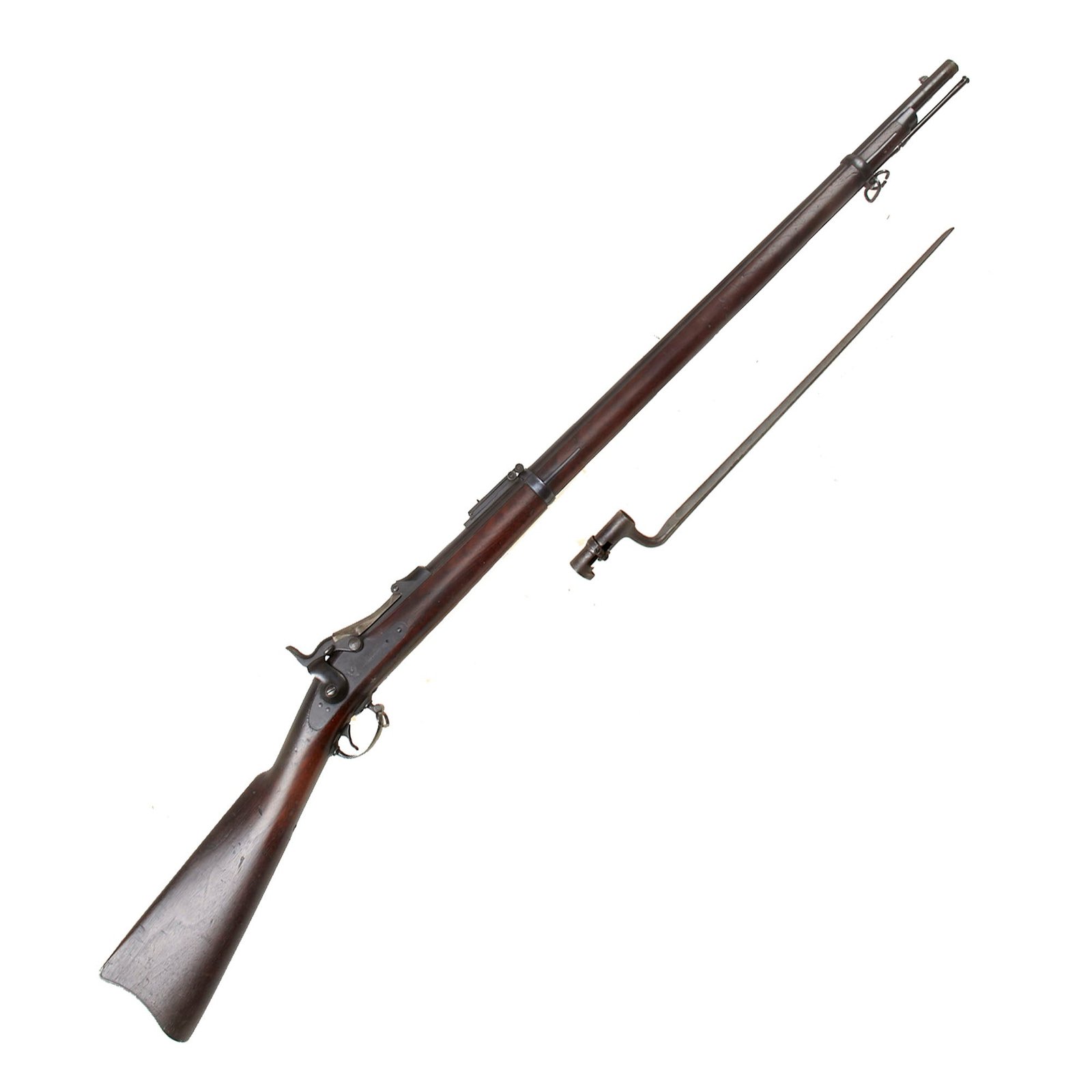 Buy Original U.S. Springfield Trapdoor Model 1884 Rifle Made in 1886 with Standard Ramrod and Bayonet - Serial 334874 | Original Firearms Antique For Sale