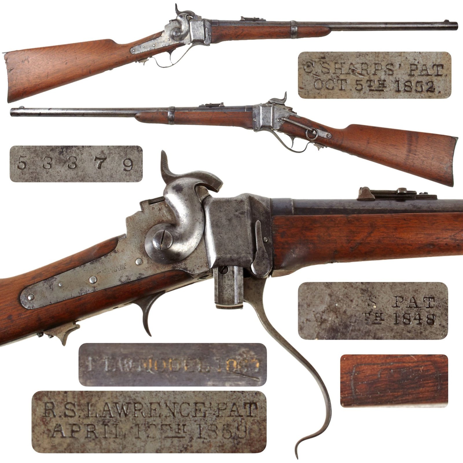 Original U.S. Civil War Sharps New Model 1859 Saddle Ring Carbine Converted to .50-70 Govt. - Serial 53379
