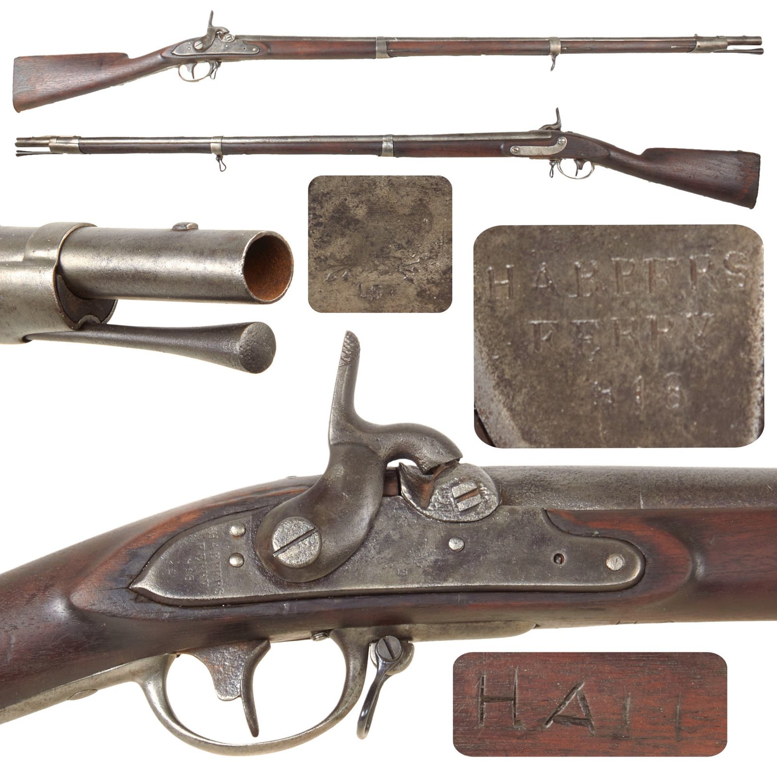 Original U.S. Civil War Era Springfield Model 1816 Percussion Converted Musket by Harpers Ferry - dated 1818
