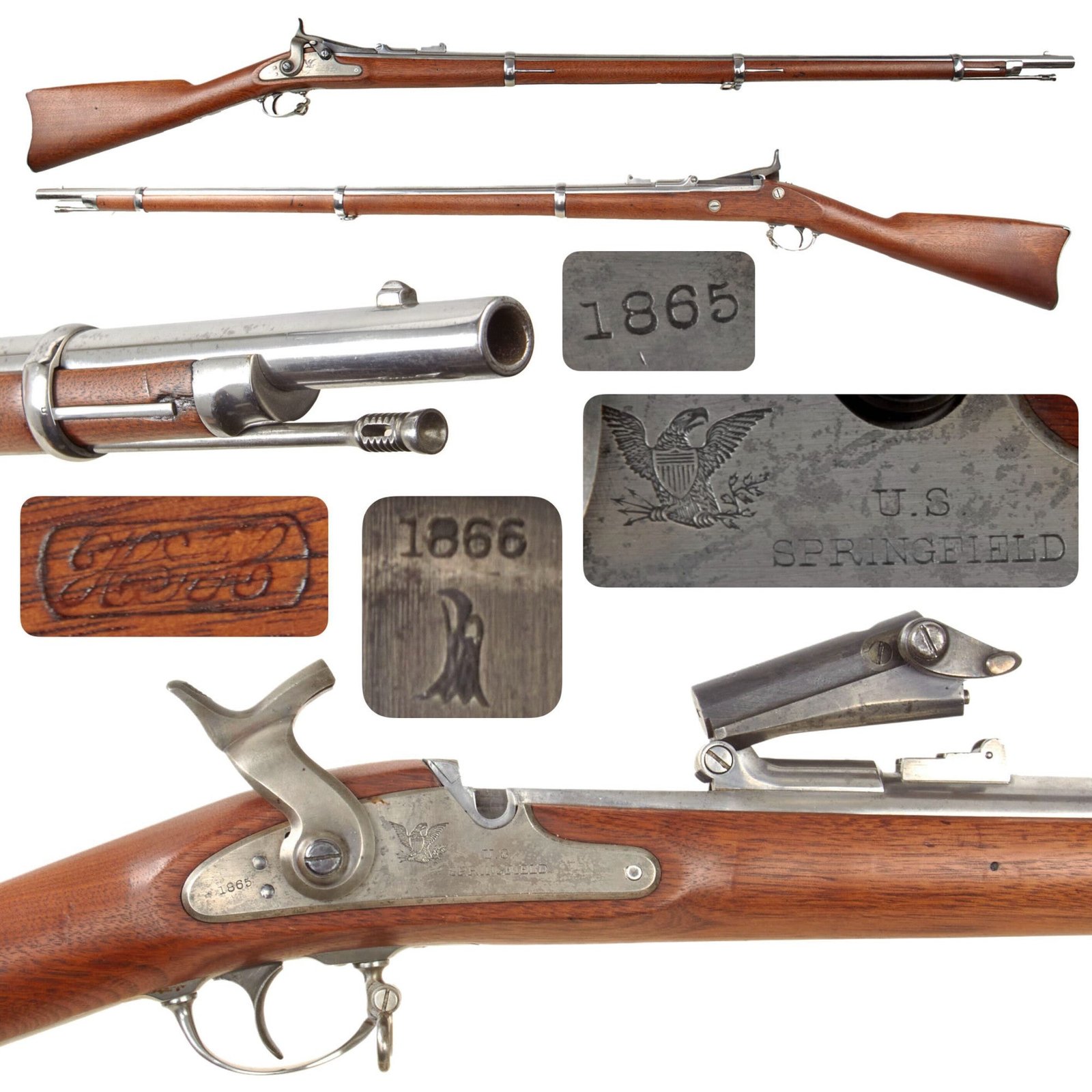 Original U.S. Civil War Springfield M-1863 Rifle Converted to M-1866 Trapdoor Using 2nd Allin System - dated 1865