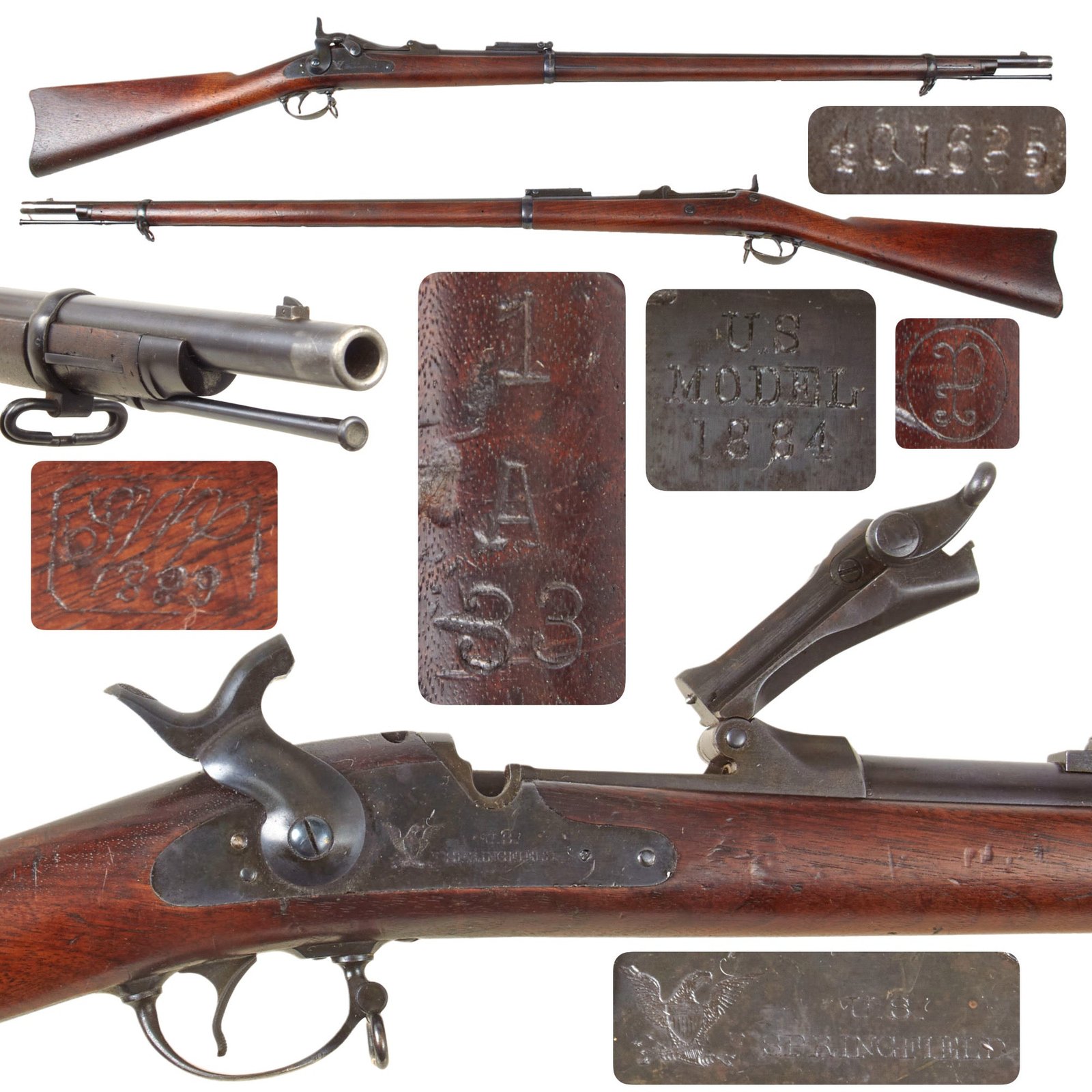 Original U.S. Springfield Trapdoor Model 1884 Rifle with Standard Ram Rod made in 1888 - Serial 401635