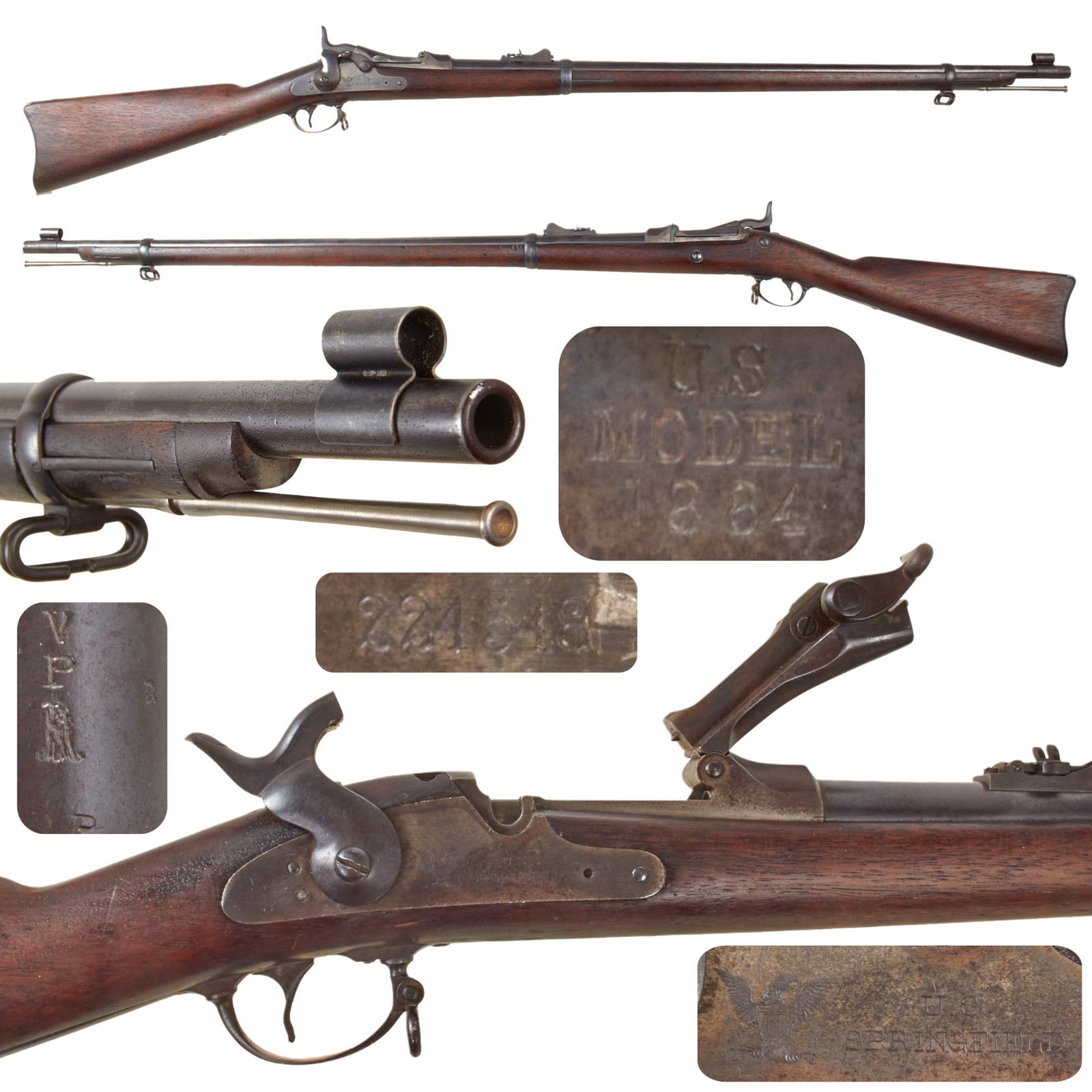 Original U.S. Springfield Trapdoor Model 1873/84 Rifle Made in 1883 with Standard Cleaning Rod and Sight Hood - Serial 224548