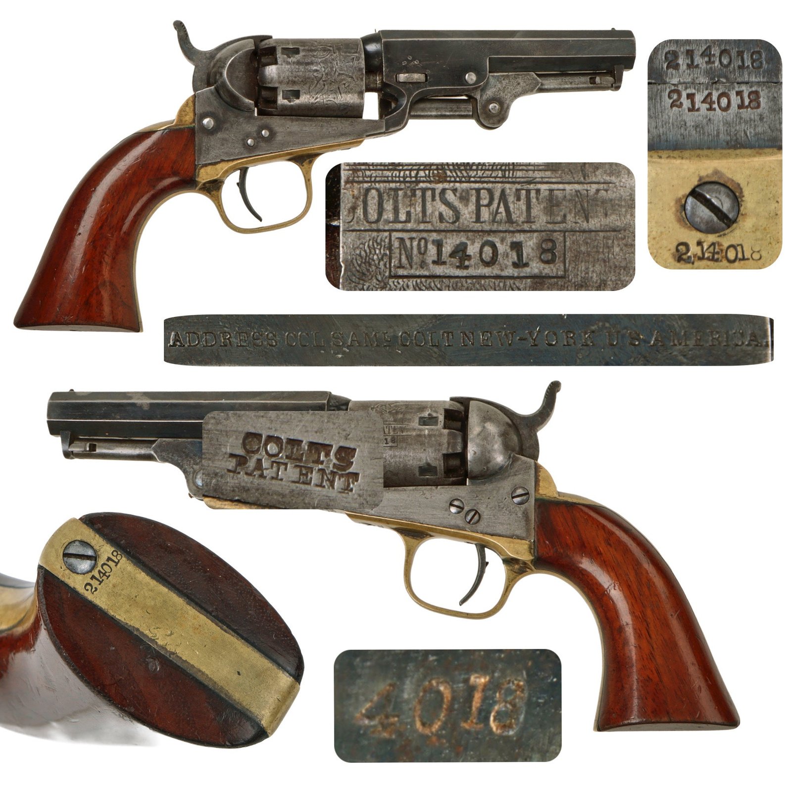 Original U.S. Civil War Colt M1849 Pocket Percussion Revolver with 4" Barrel and Cylinder Scene Made in 1862 - Matching Serial 214018