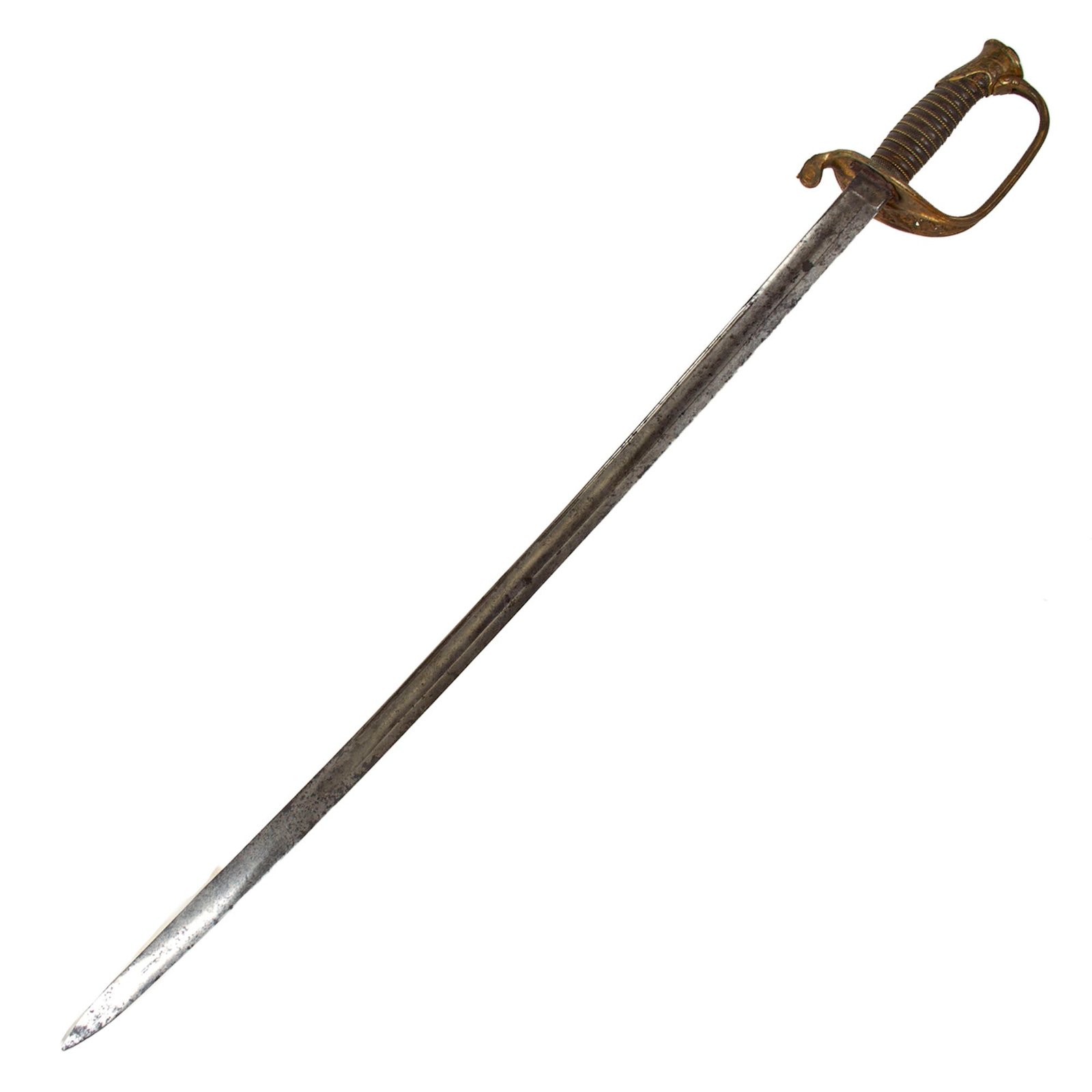Original U.S. Civil War M1850 Foot Officer Sword with Patterned Leather Grip & Etched Blade