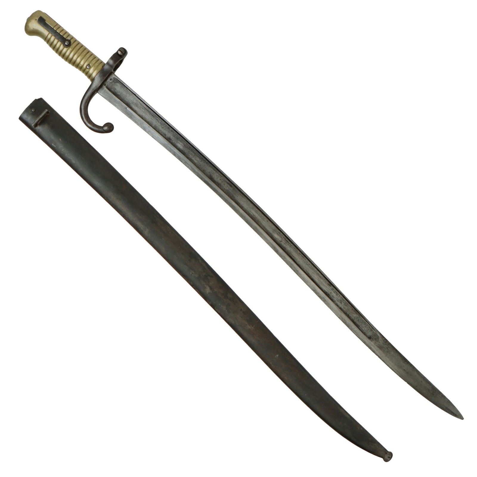 Original French M1866 Chassepot Saber Bayonet by St. Étienne with Scabbard - Dated 1875