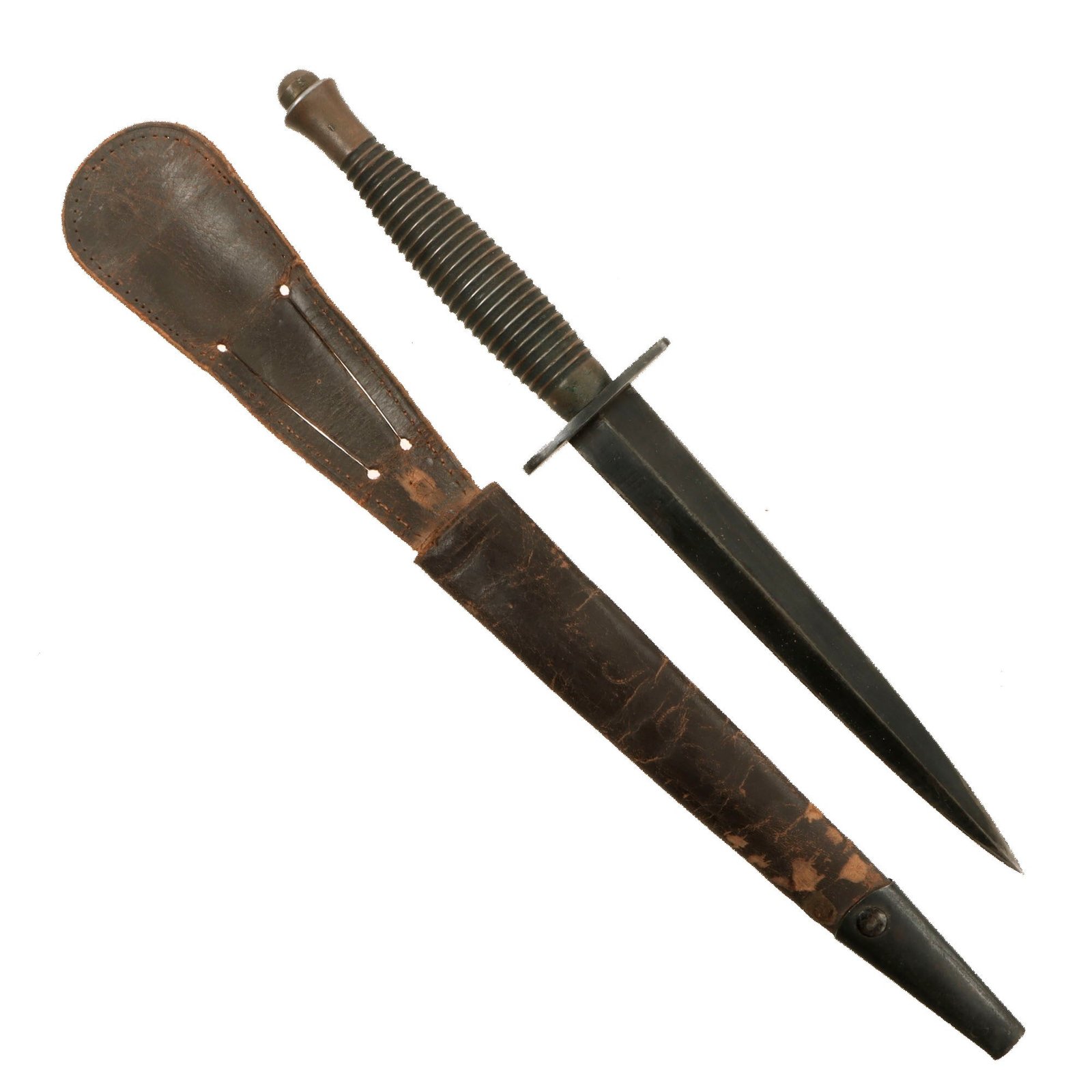 Original British WWII Import Marked 3rd Pattern Fairbairn Sykes Fighting Knife with Scabbard