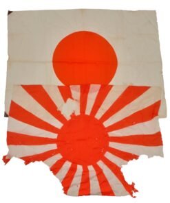 Original Japanese WWII Flag Lot - Tattered Rising Sun Flag & Meatball Flag - 26 x 35” & 27 ½ x 38”