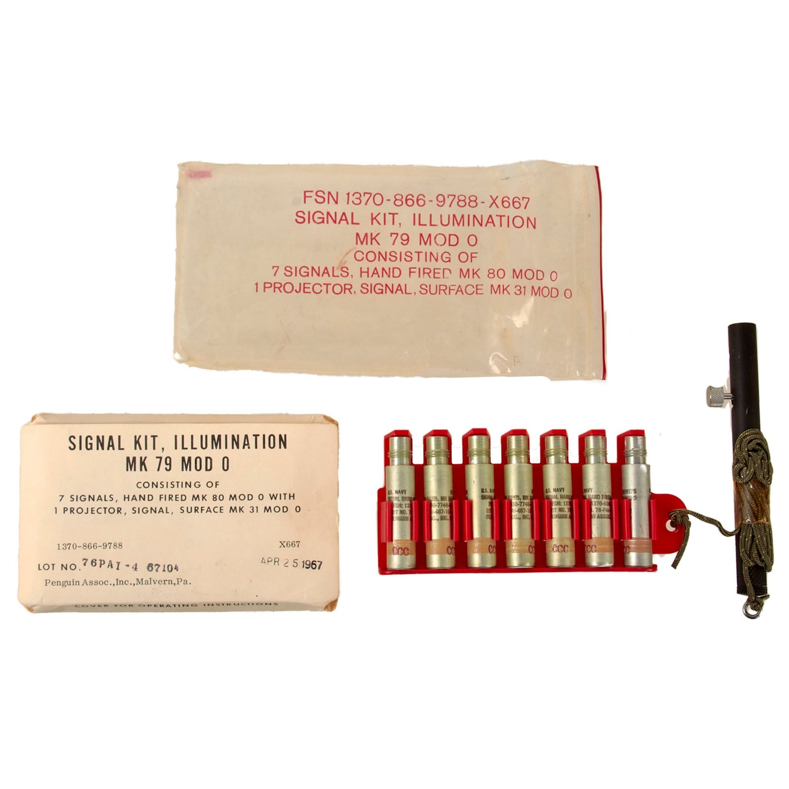 Original U.S. Vietnam War Mk 79 Penflare Set - Sealed - Dated April 1967
