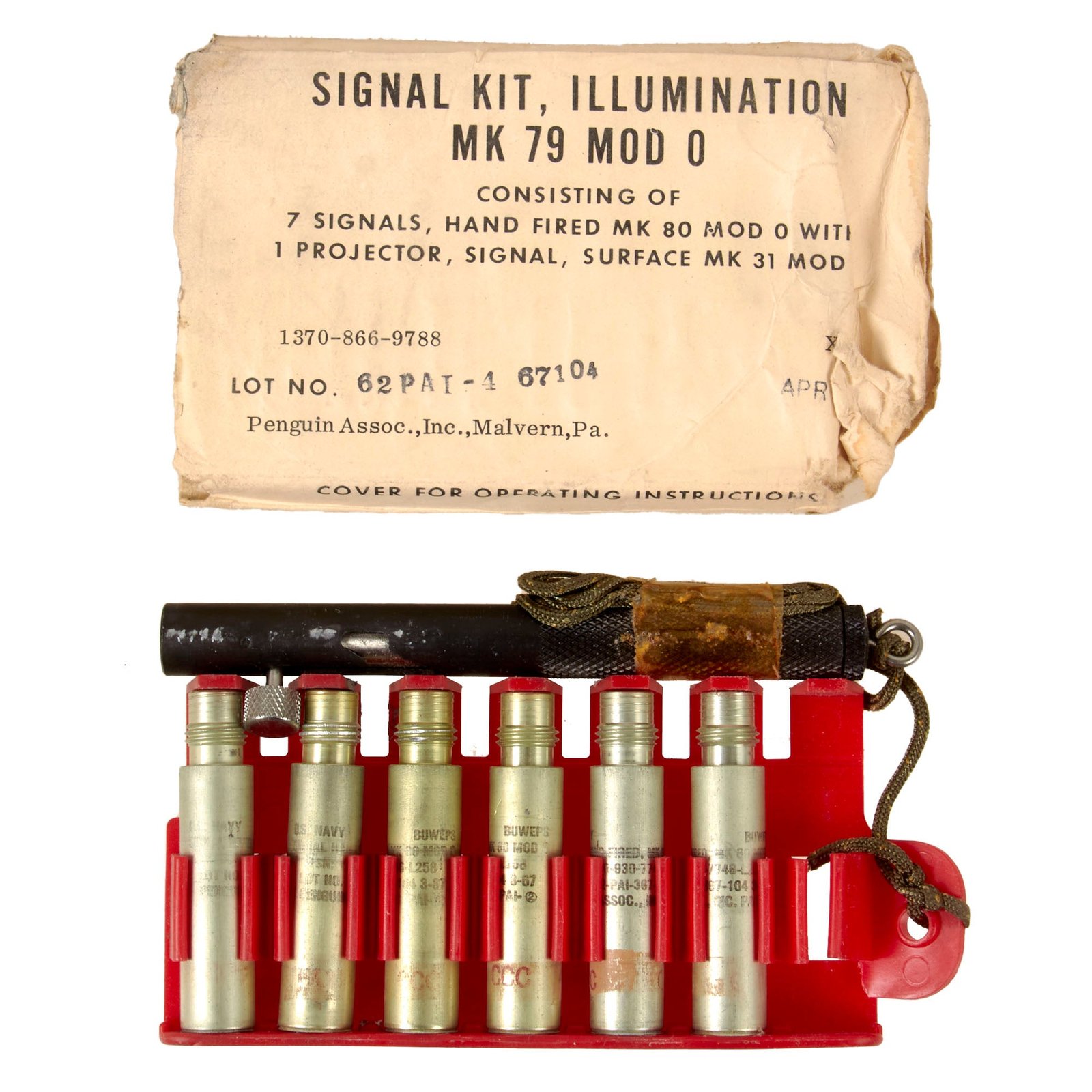 Original U.S. Vietnam War Mk 79 Penflare Set with All Flares Intact - Dated 1967
