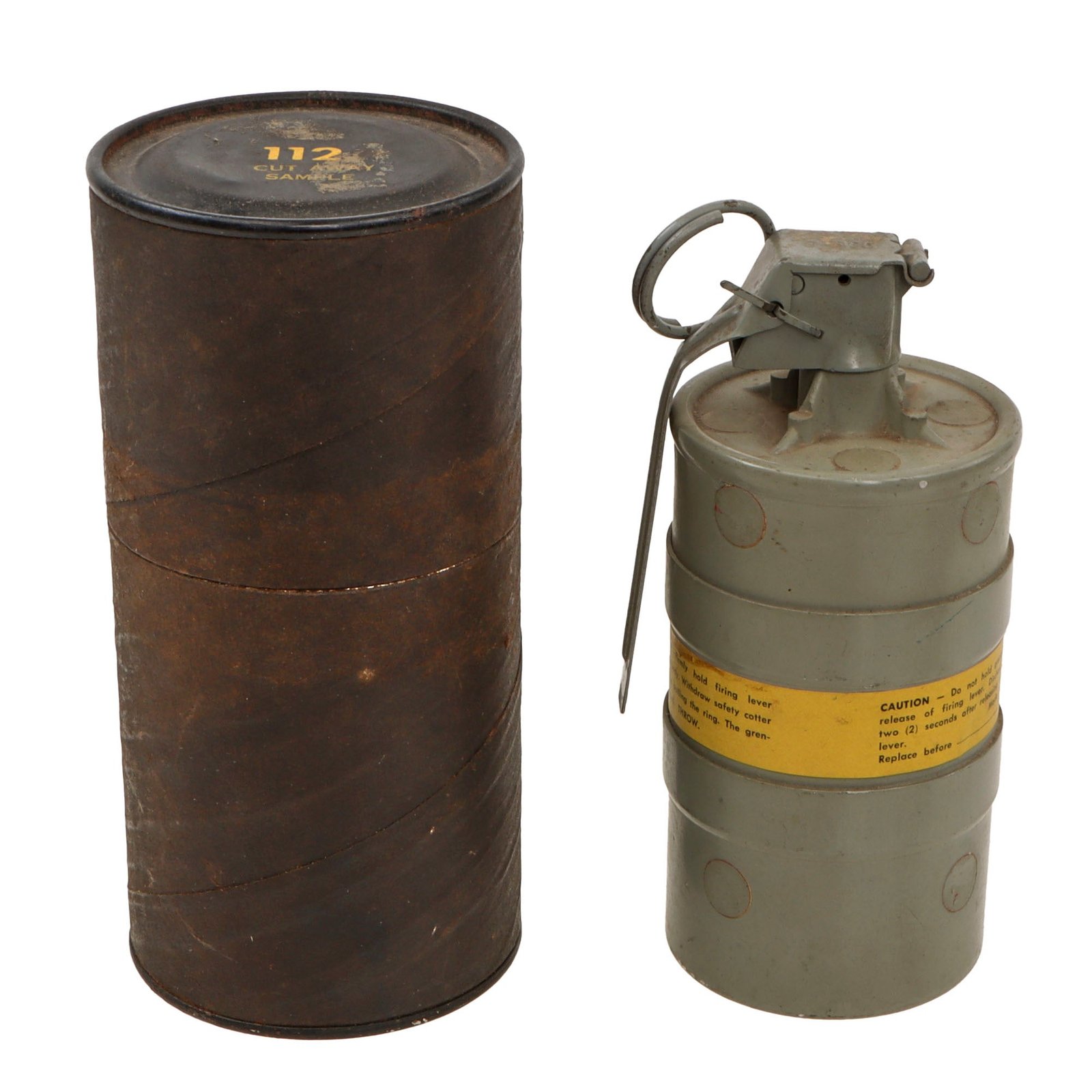 Original U.S. Cold War Era Inert C.P. Three-Way Tear Gas CN Grenade EOD Sample Room Specimen in Original Husk