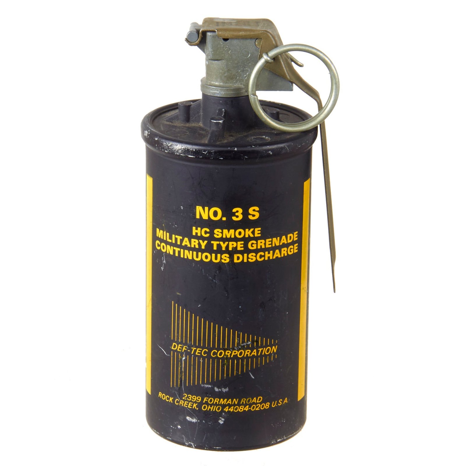 Original U.S. GWOT DEFTEC Inert No. 3S HC Smoke Mace Riot Grenade - Training Familiarization Example