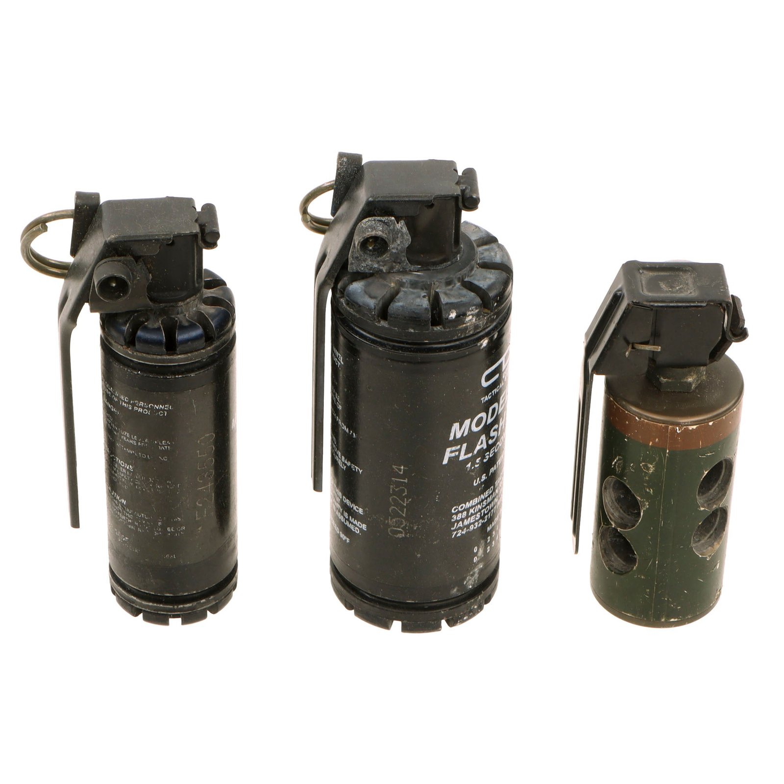 Original U.S. GWOT Era Inert Flashbang Lot with “9 Bang” Flashbang, CTS Model 7290 Flashbang, and CTS Model 7290m Flashbang - 3 Total