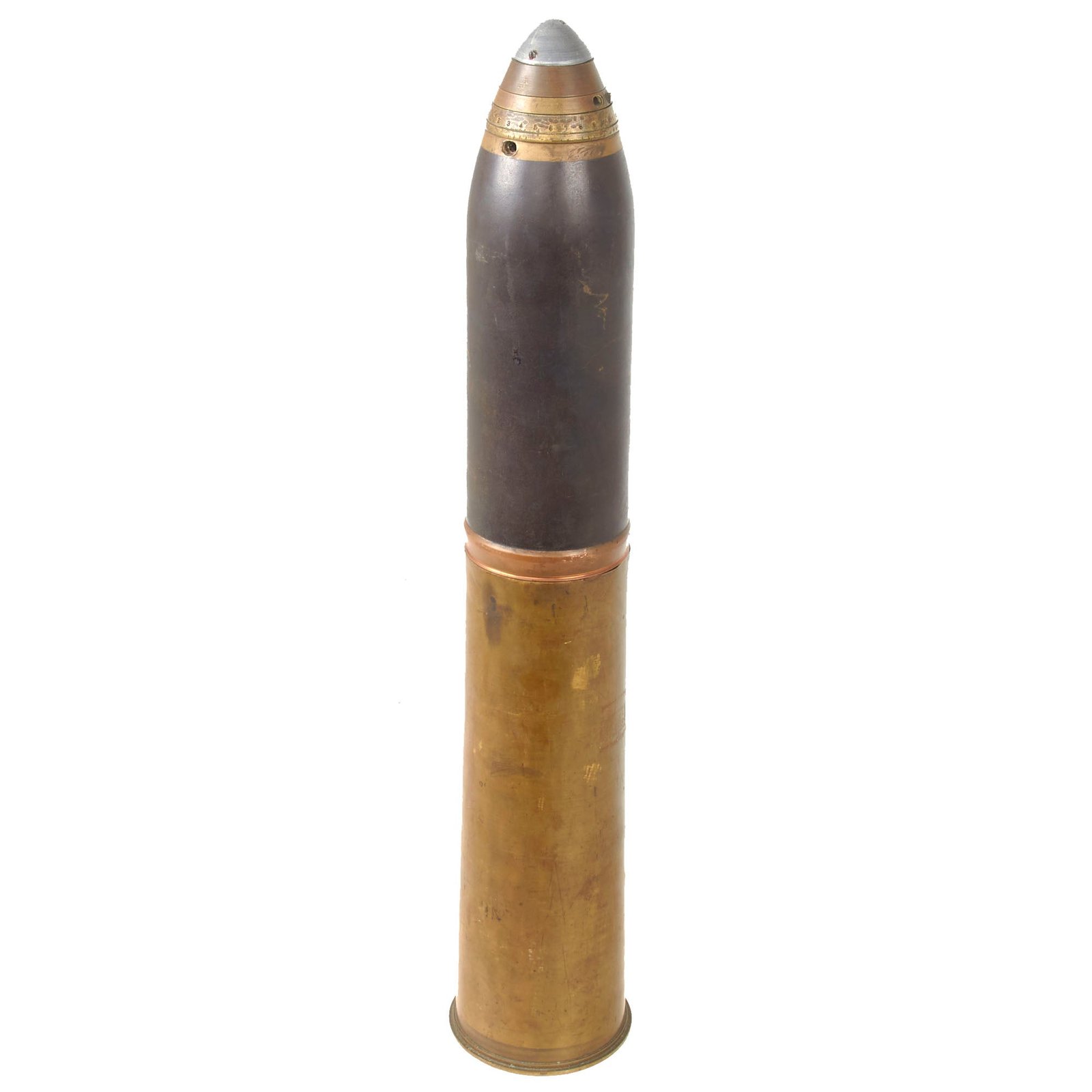Original British WWI Inert 84mm Artillery Shrapnel Round For The Ordnance Quick-Firing 18-pounder 7 cwt “18 Pounder” - Dated 1915