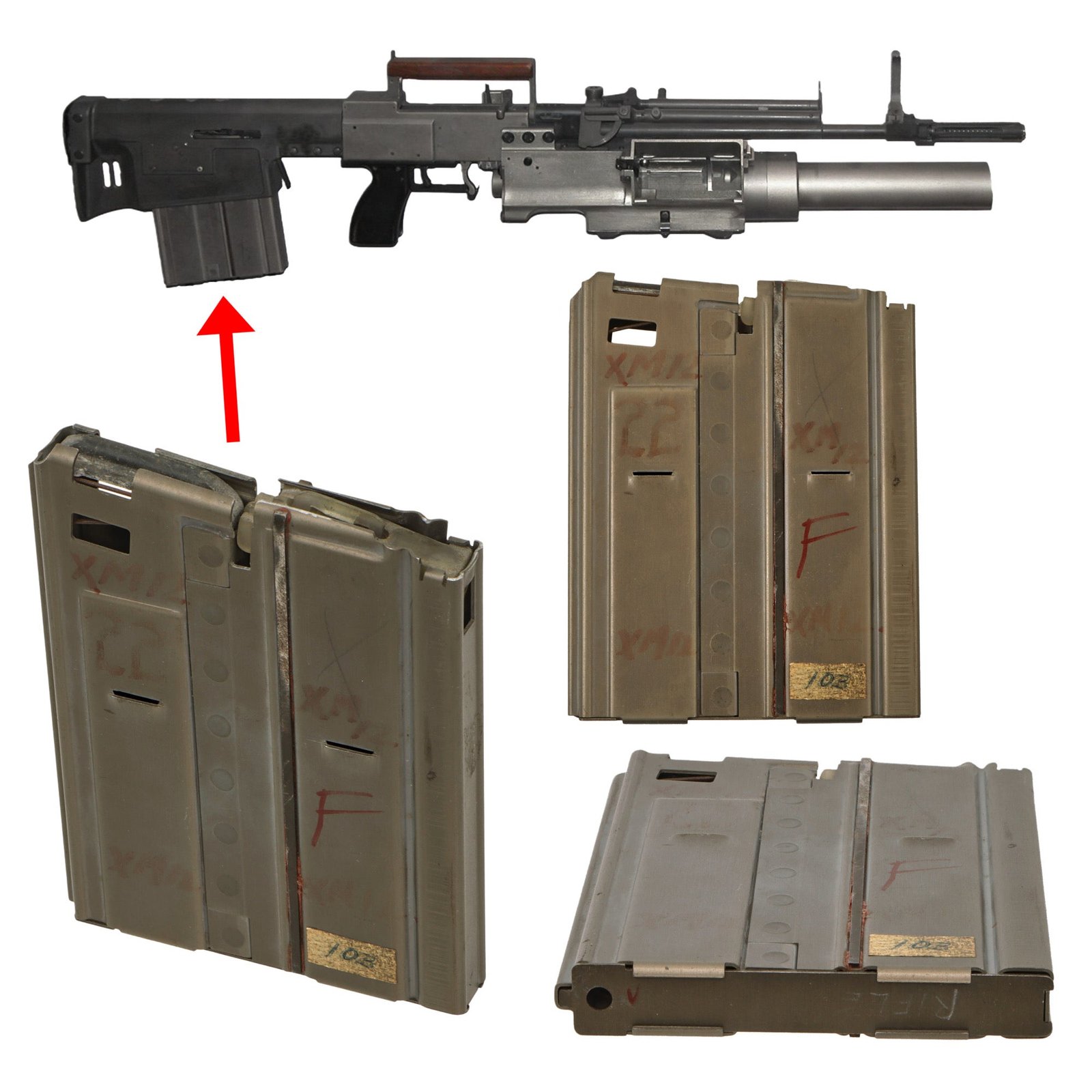 Original U.S. Vietnam War Era Experimental SPIW Special Purpose Individual Weapon Rifle Magazine - Very Rare