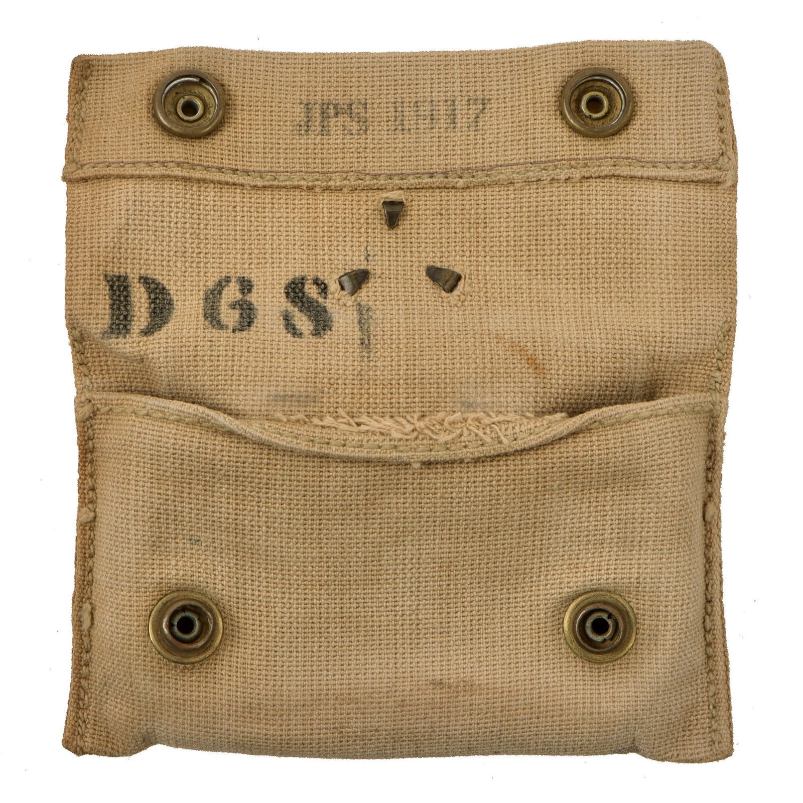 Original U.S. WWI M1910 First Aid Pouch by JPS with 1916-Dated Unopened Bandage - Dated 1917