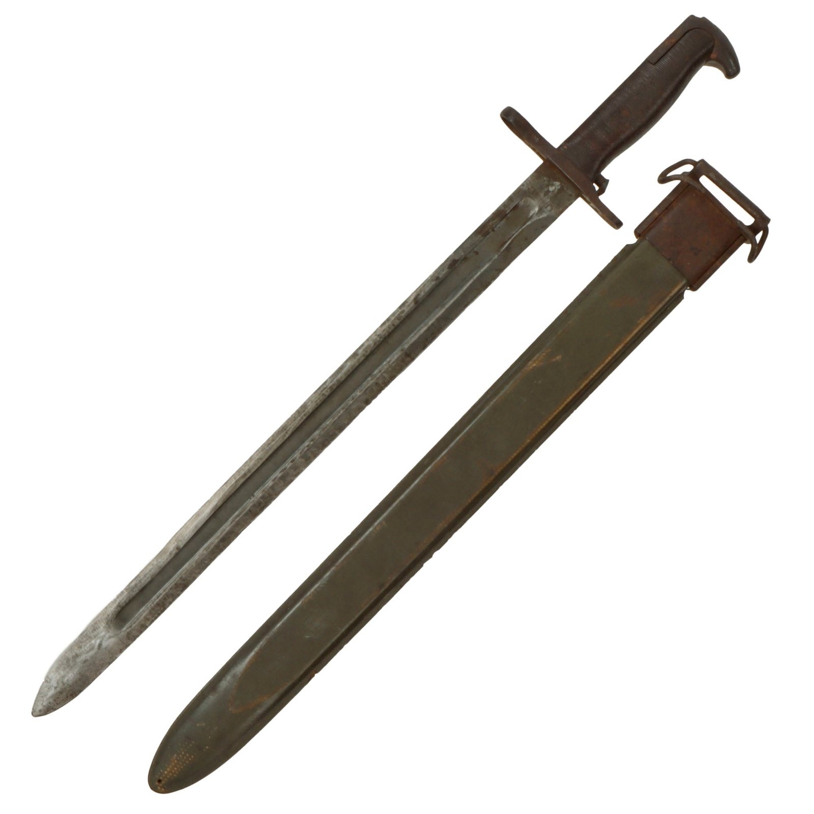 Original U.S. WWII M1942 16" Garand Rifle Bayonet by Utica Cutlery with M3 Scabbard - Dated 1942