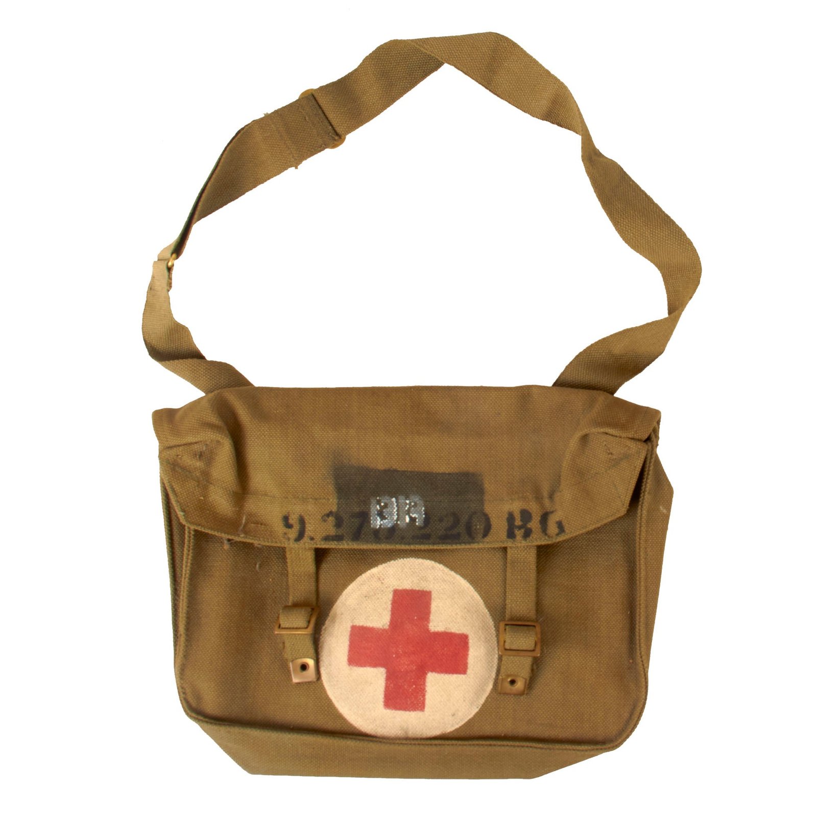 Original British WWII Pattern 1937 Medic Shoulder Bag for Shell Dressings with Shell Dressing