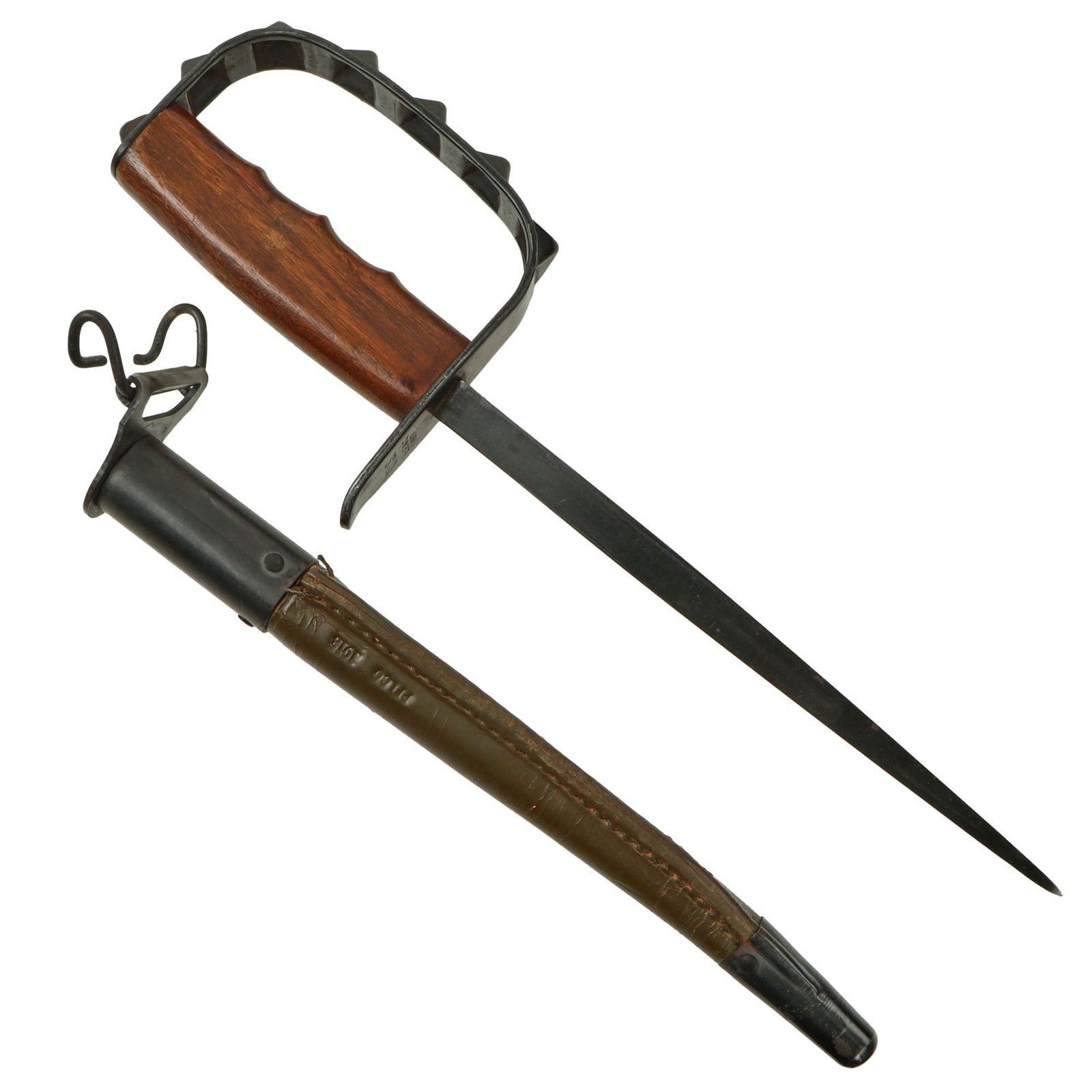Original U.S. WWI M1917 Knuckle Duster Trench Knife with Reproduction Scabbard
