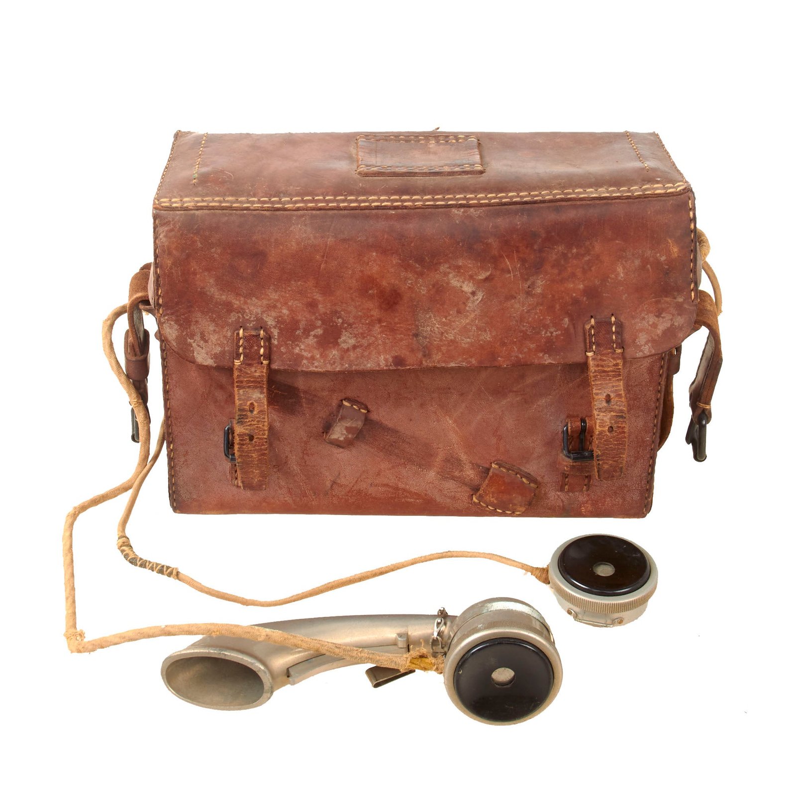 Original Japanese WWII Type 92 Field Phone in Rare Leather Carrier