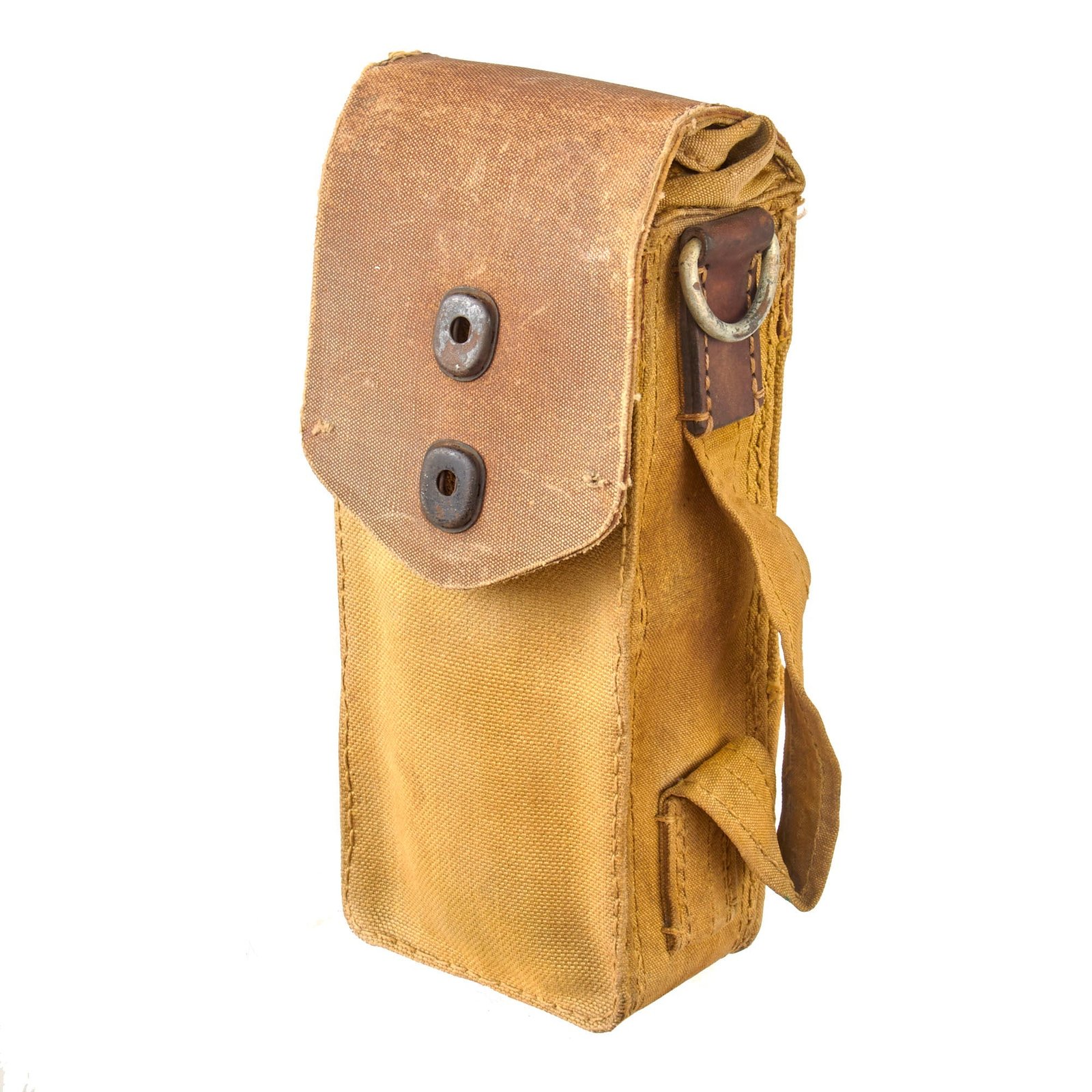 Original Imperial Japanese WWII Japanese Army Type 96/99 Light Machine Gun Magazine Pouch with Late War Rubberized Canvas Lid & Reinforcements