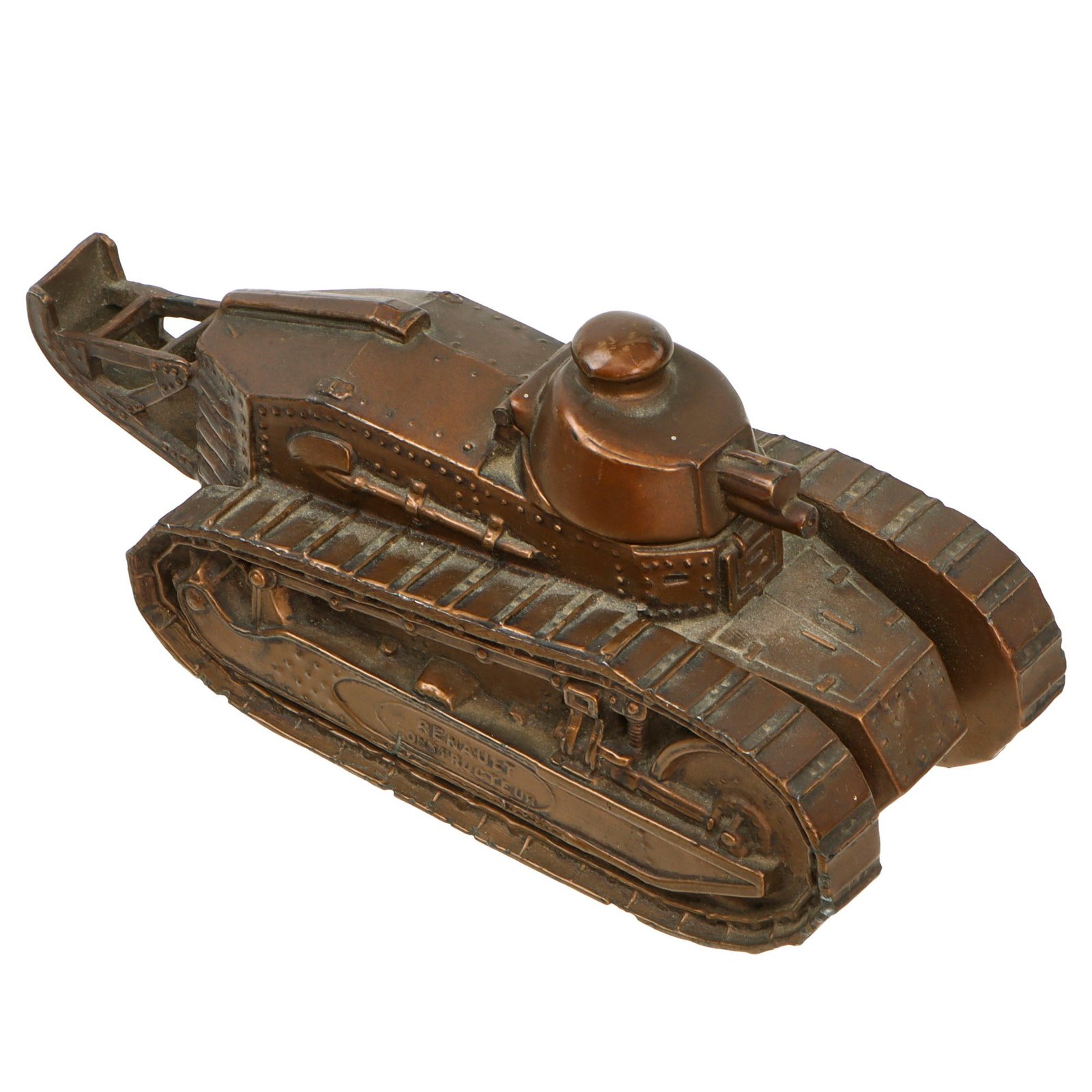 Original French WWI FT-17 Renault Tank Inkwell Made as Renault Merchandising Advertising Piece - Dated 1919