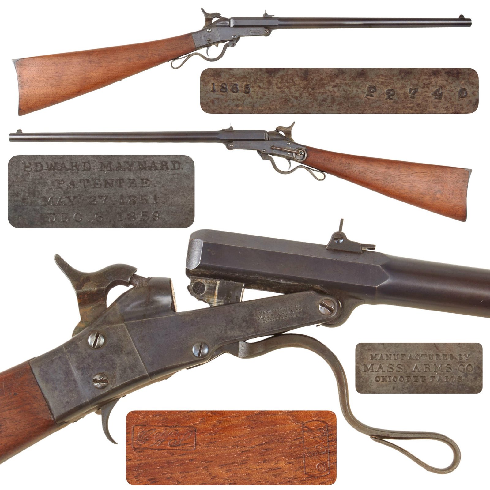 Original U.S. Civil War Excellent Maynard Second Model Percussion Cavalry Carbine in .50 Caliber Dated 1865 with Stock Cartouches - Serial 22740