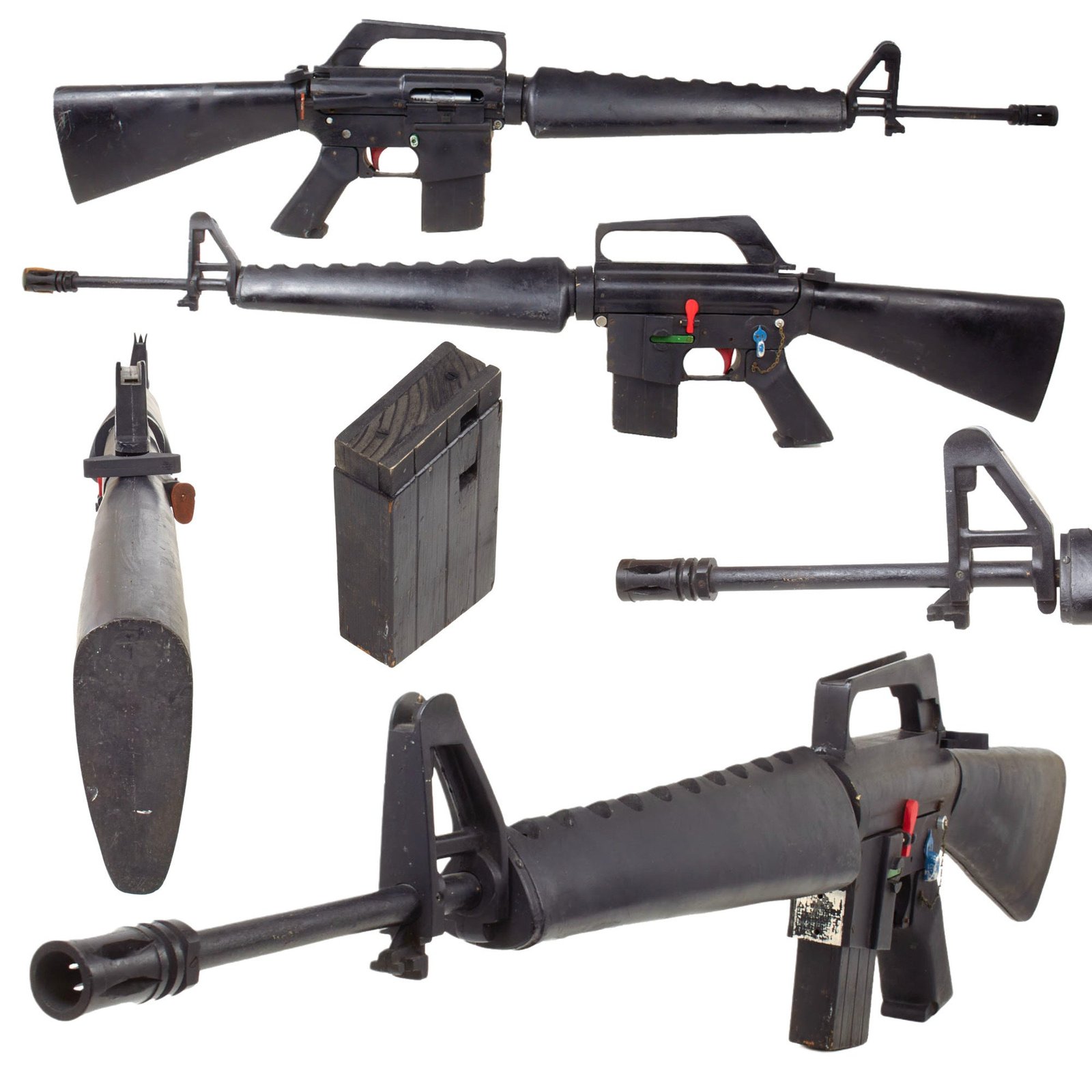 Original U.S. Vietnam War Era M16A1 Oversized 2:1 Scale Functional Wooden Classroom Trainer with Magazine Purportedly Made by Colt - 76 Inches Long