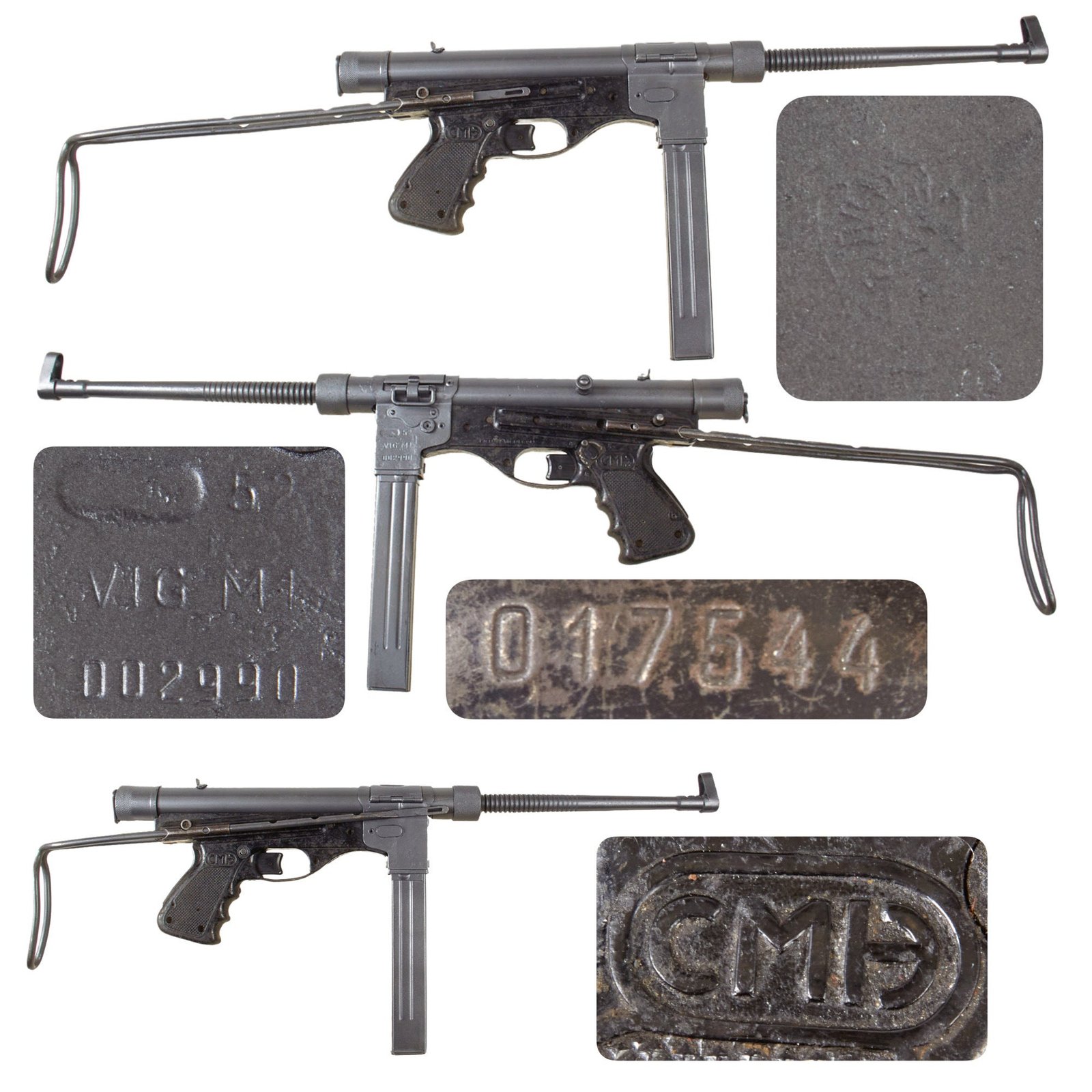 Original Belgian Vigneron M1 Aluminum Receiver Display Submachine Gun with Live Barrel and Magazine - Serial 002990