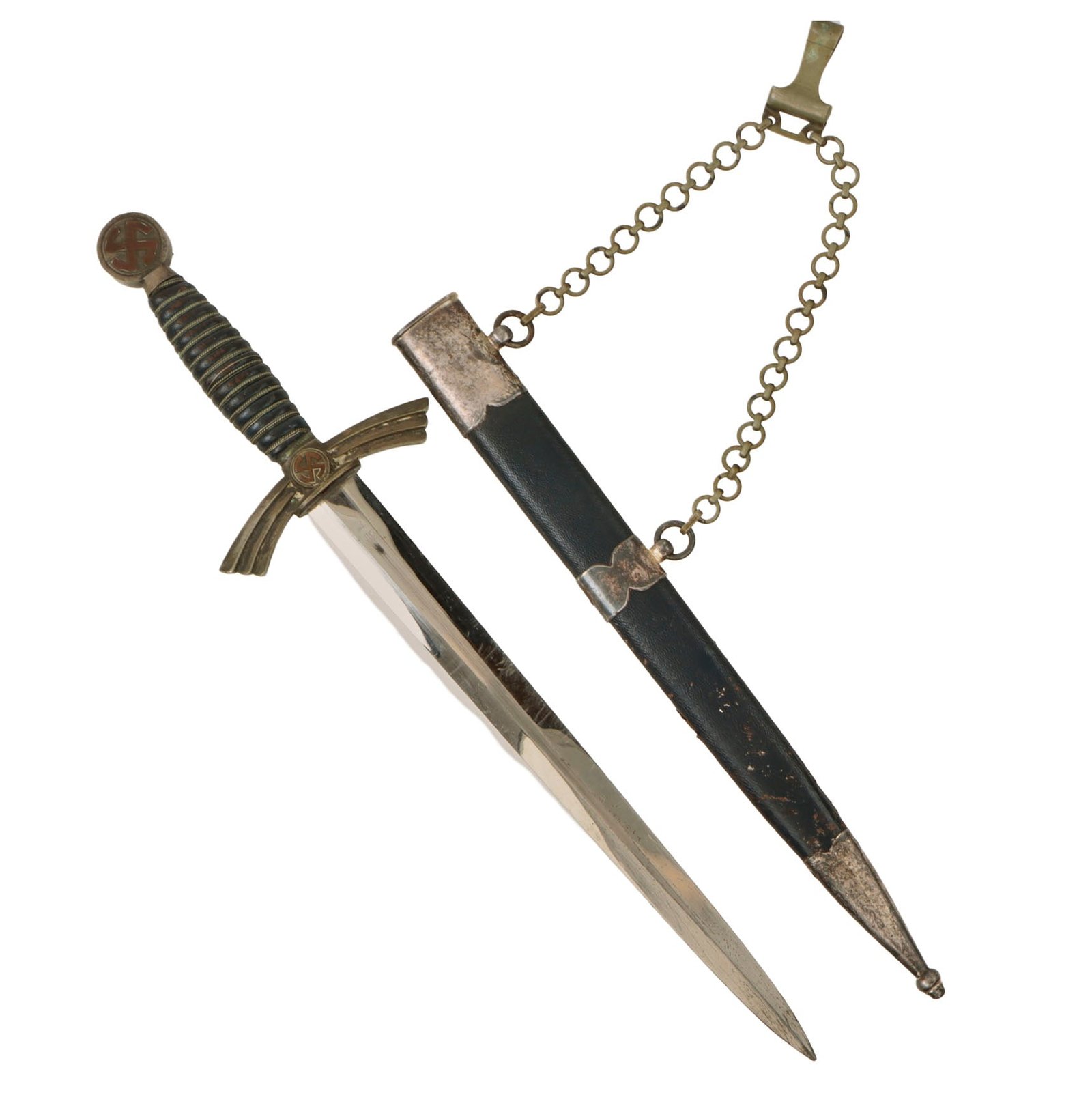 Original German WWII Early 1st Model Luftwaffe Dagger by SMF with Scabbard & Belt Hanger