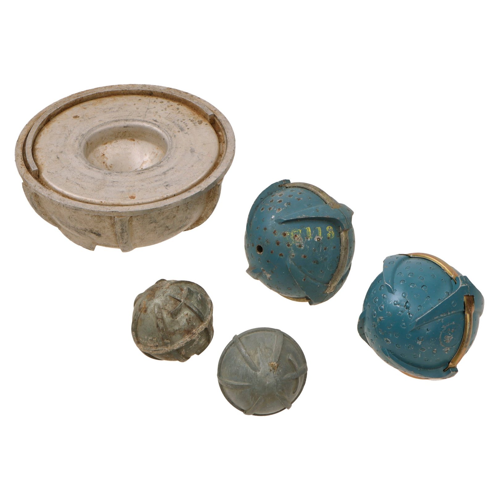 Original U.S. Vietnam War Inert Lot of BLU-26/B Training Clusterbomb Bomblets - Five Pieces Total