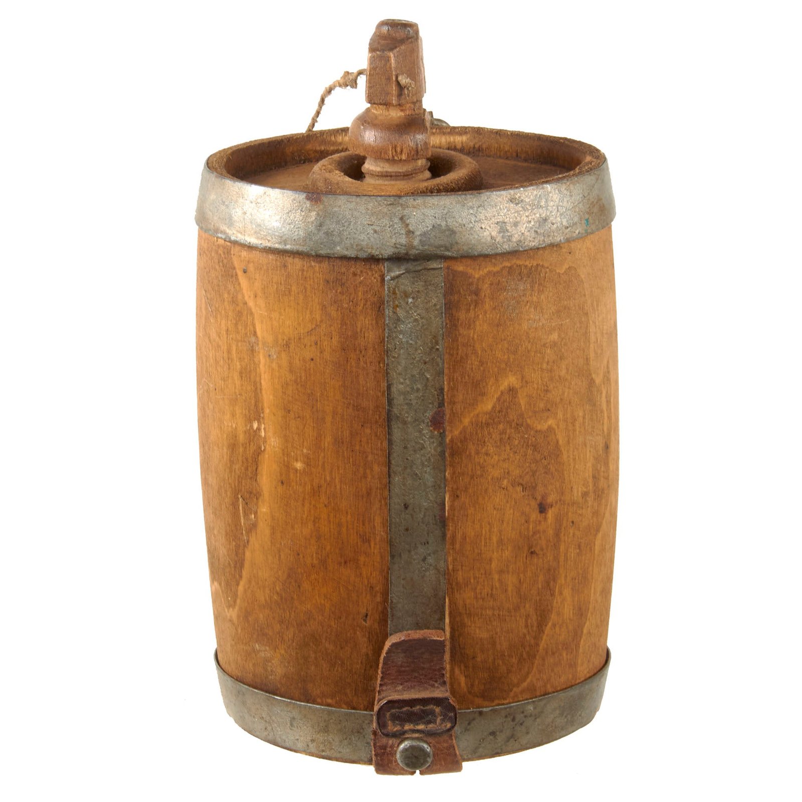 Original Italian WWI Scarce M1907 Wooden Canteen with Original Strap and Wooden Corkscrew Cap
