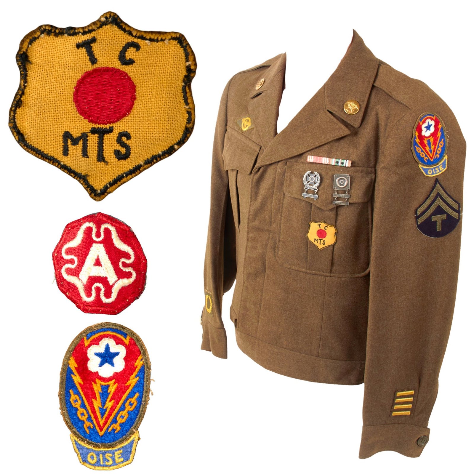 Original U.S. WWII US Army “Red Ball Express” Ike Jacket With ADSEC Oise & 9th Army Patches - Rare