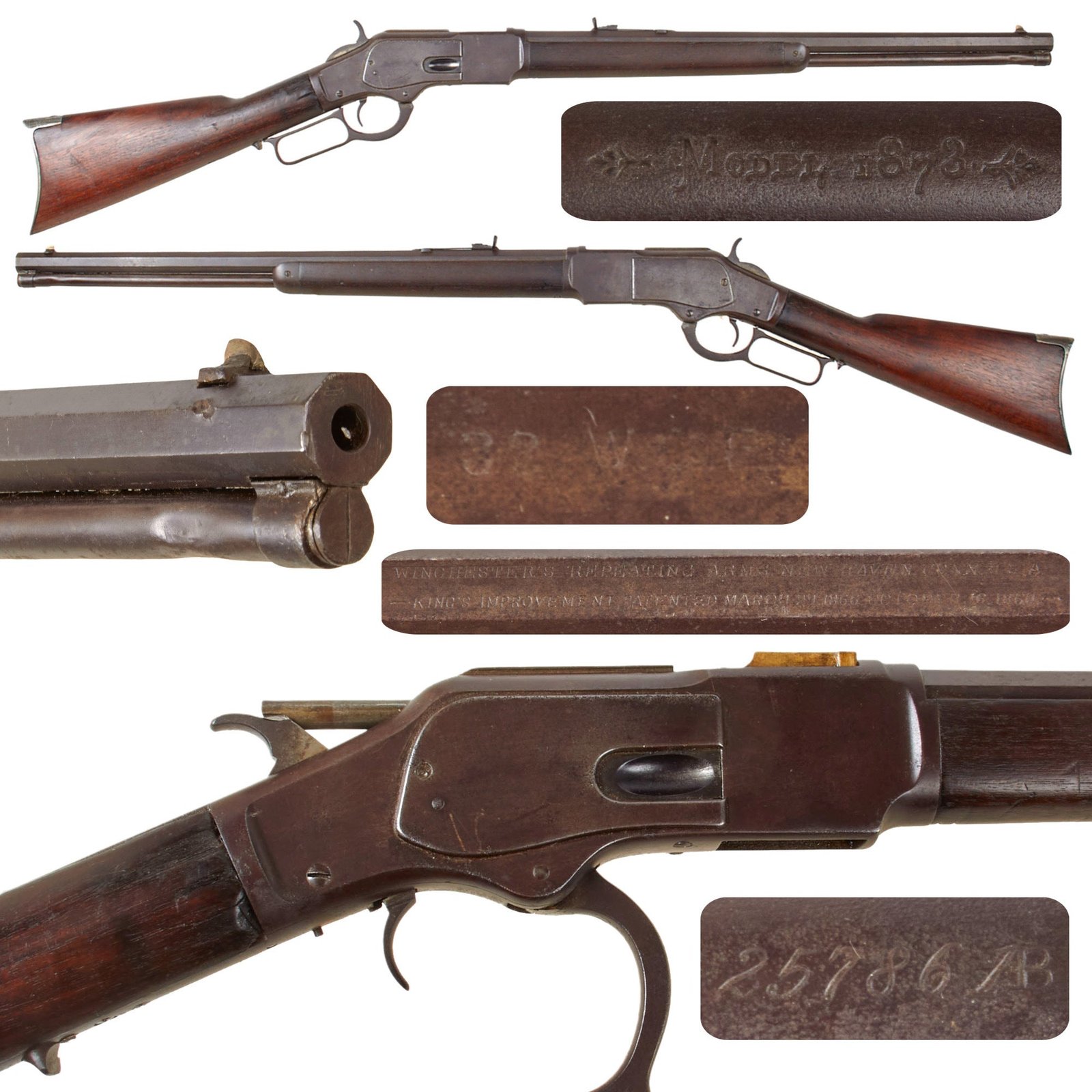 Original U.S. Winchester Model 1873 .32-20 Repeating Rifle with Shortend 21" Octagonal Barrel Made in 1888 - Serial 257861B - Missing Dust Cover