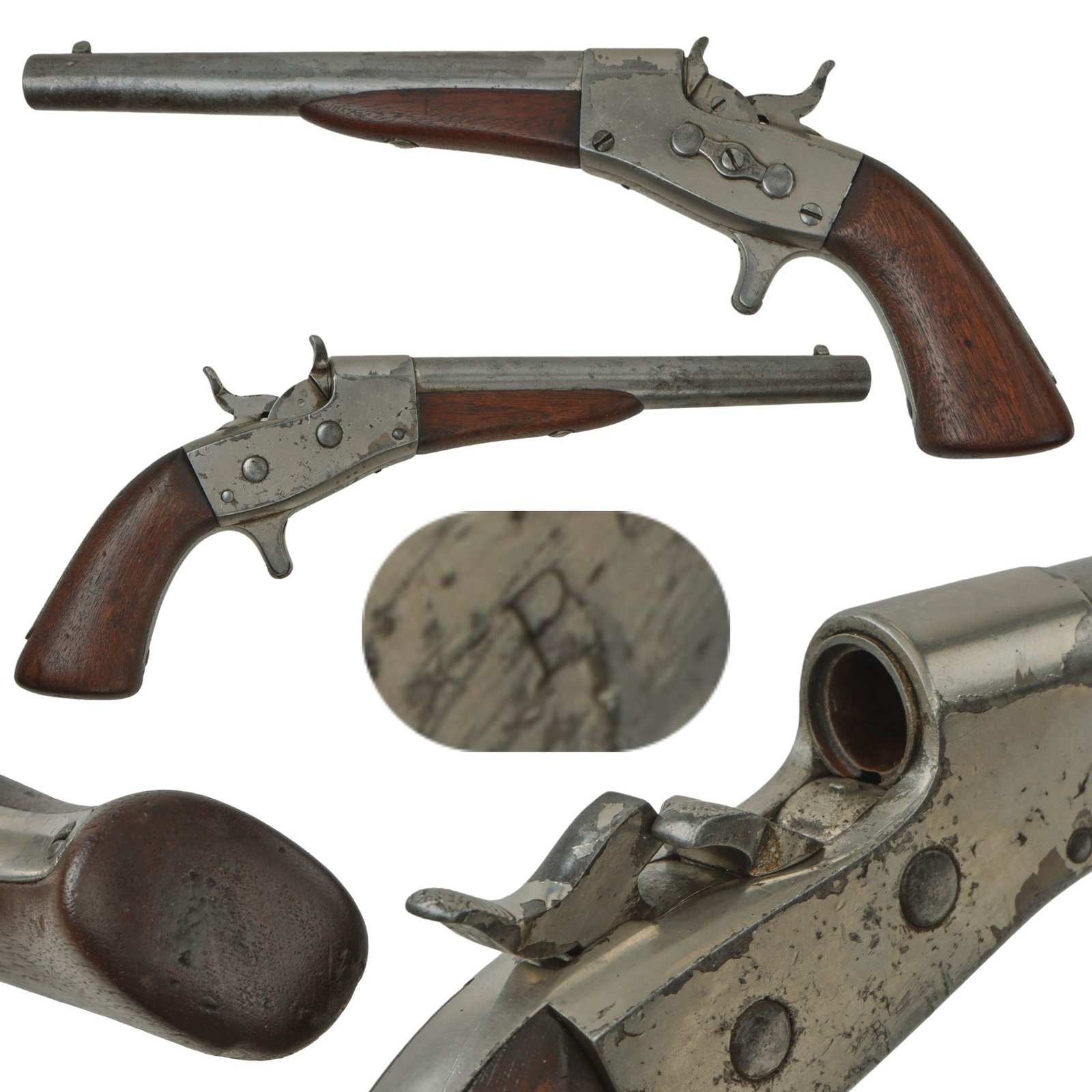 Original U.S. Nickel Plated Remington Model 1867 Navy Rolling Block Pistol with Spur Trigger in .50cal Centerfire