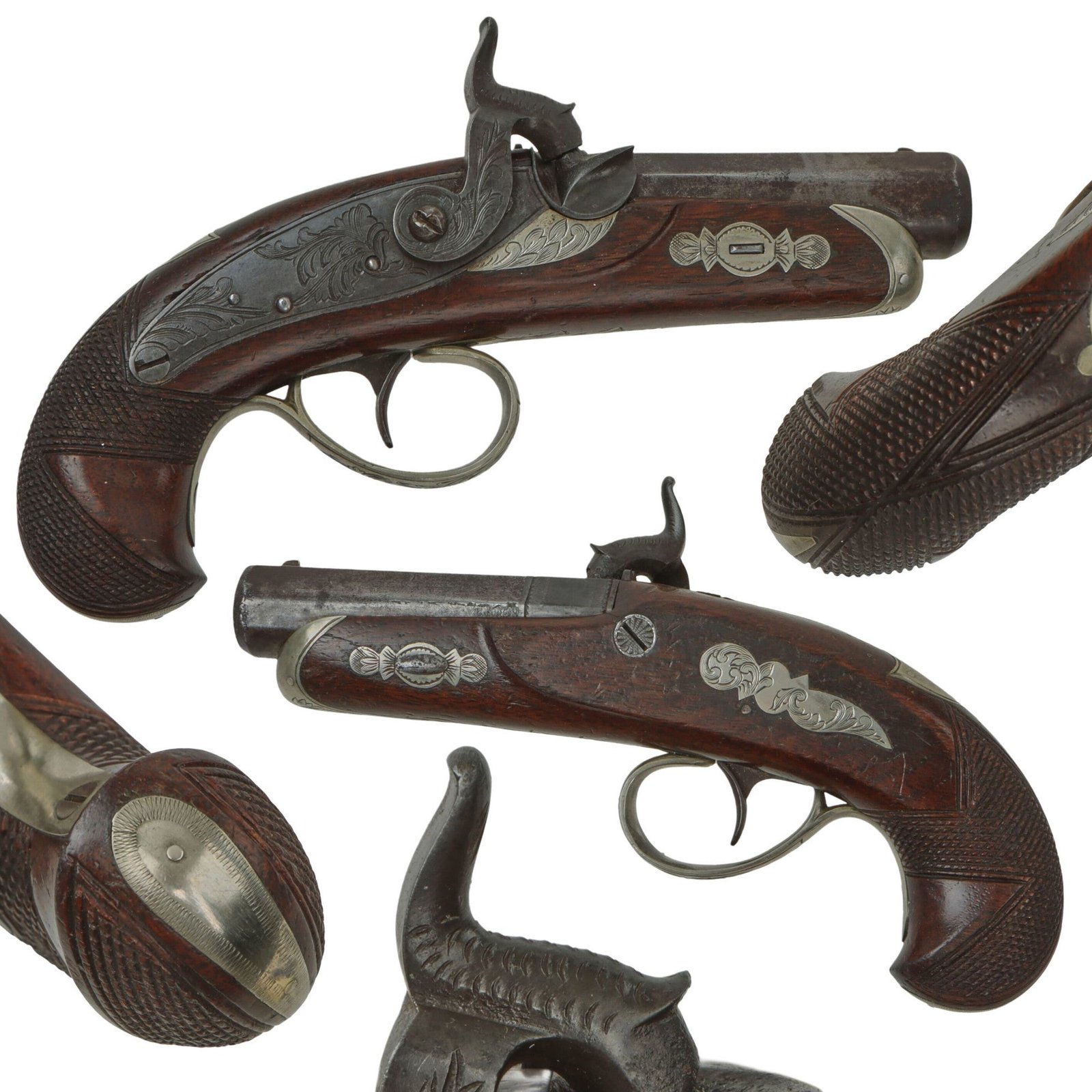 Original U.S. Civil War Era Silver Mounted "Philadelphia Deringer" Style .42cal Rifled Pocket Percussion Pistol - circa 1860