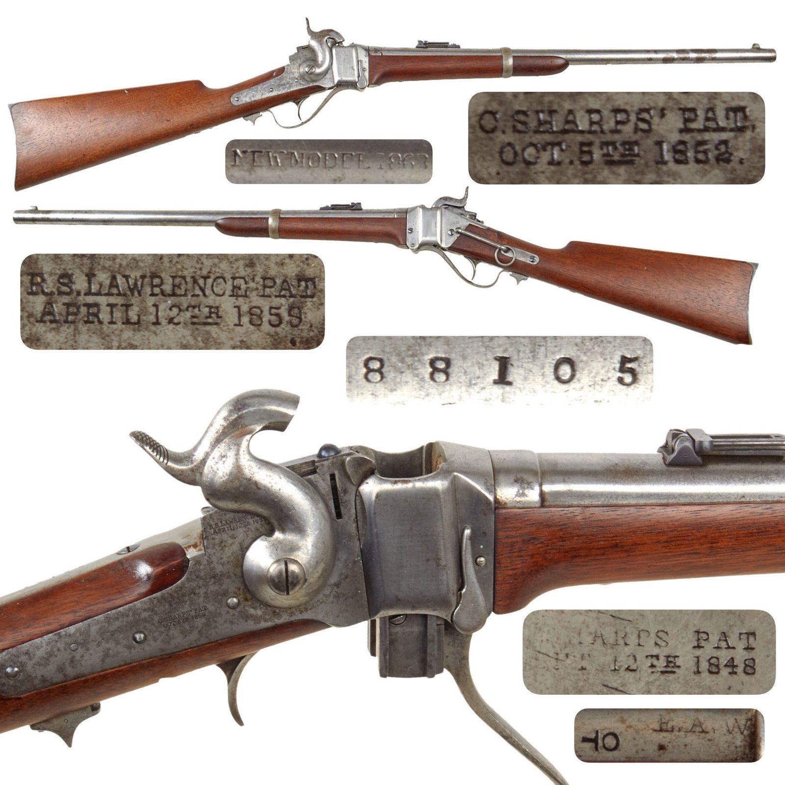 Original U.S. Civil War Sharps New Model 1863 Vertical Breech Saddle-Ring Carbine - Serial 88105 - Unconverted