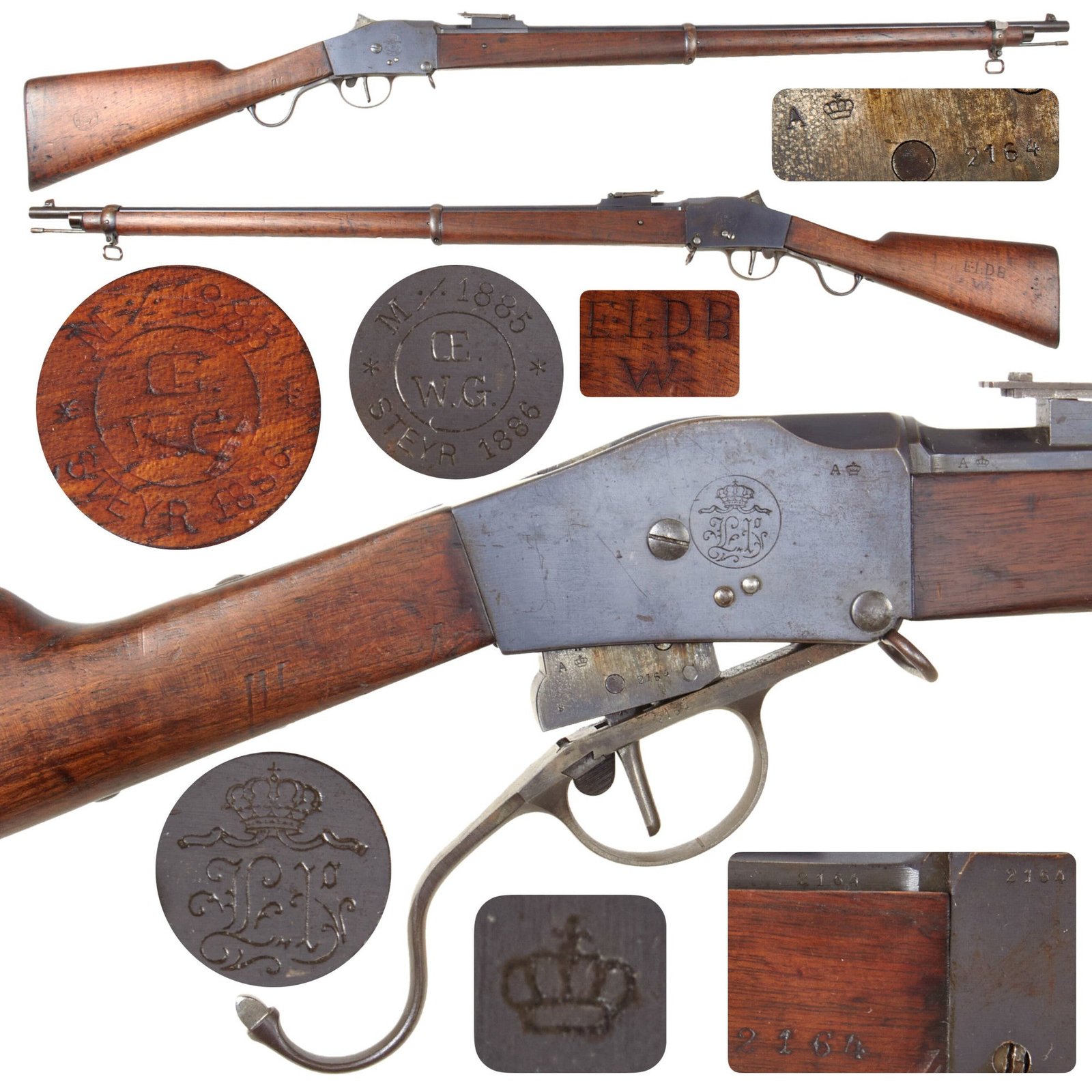 Original Portuguese Guedes M1885 Falling Block Infantry Rifle by ŒWG Steyr Dated 1886 - As Used in the Boer War - Matching Serial 2164