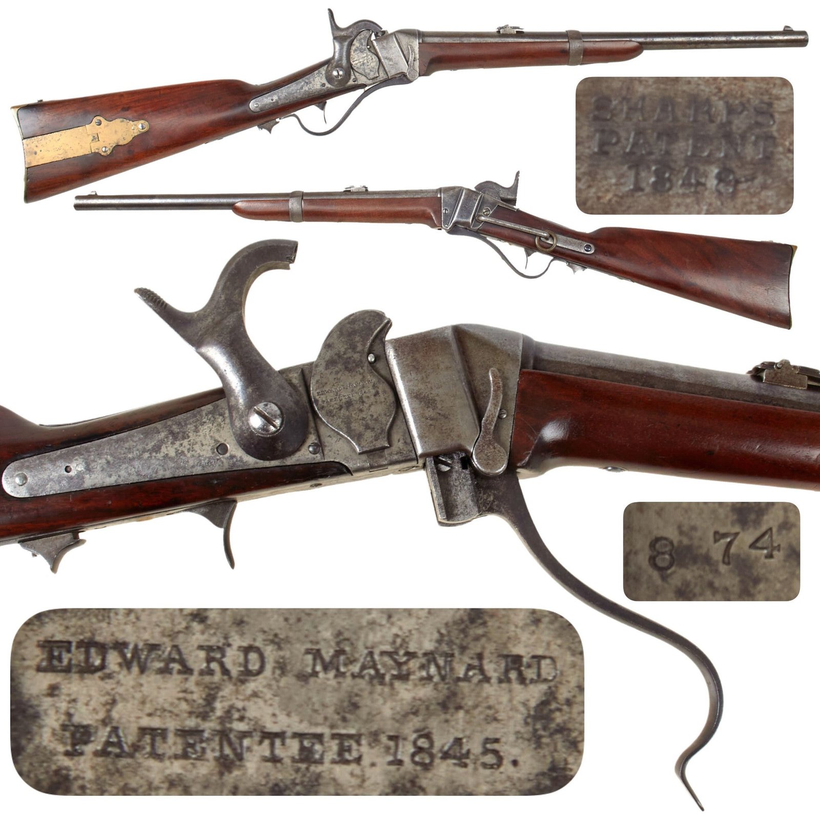 Original U.S. Crimean War Era Rare British Contract Sharps Model 1855 Slant Breech Saddle Ring Cavalry Carbine with Maynard Tape Primer System - Serial 21784