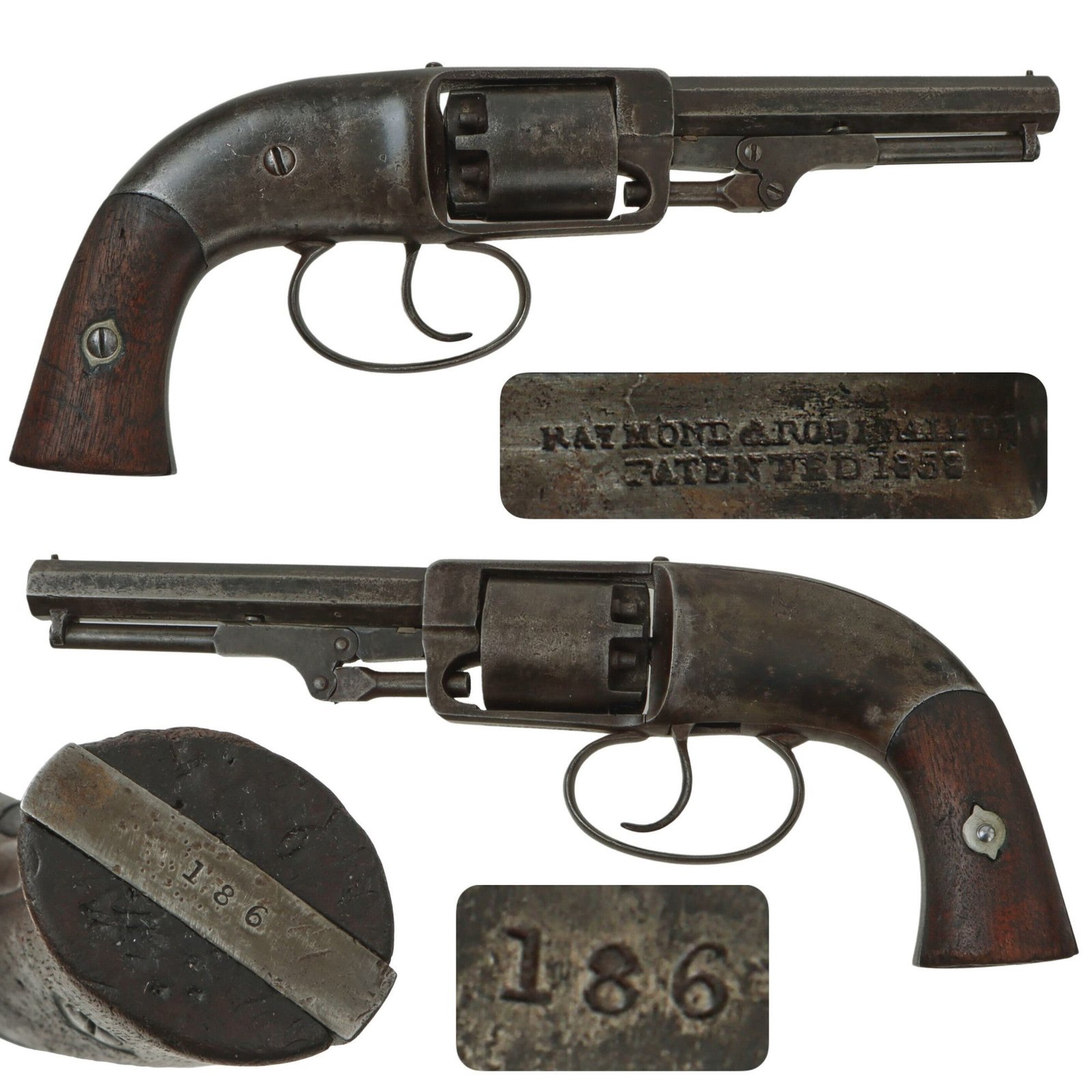 Original U.S. Civil War Pettengill "Self-Cocking" Hammerless Navy .34cal Percussion Revolver - Matching Serial 186