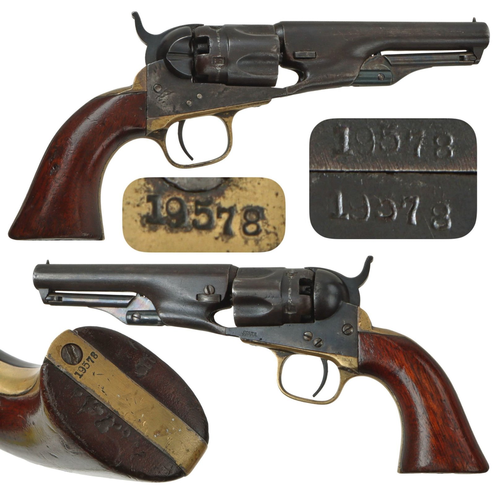 Original U.S. Civil War Colt M-1862 Police Pocket .36cal Percussion Revolver with 4 ½" Barrel made in 1863 - Serial 19578