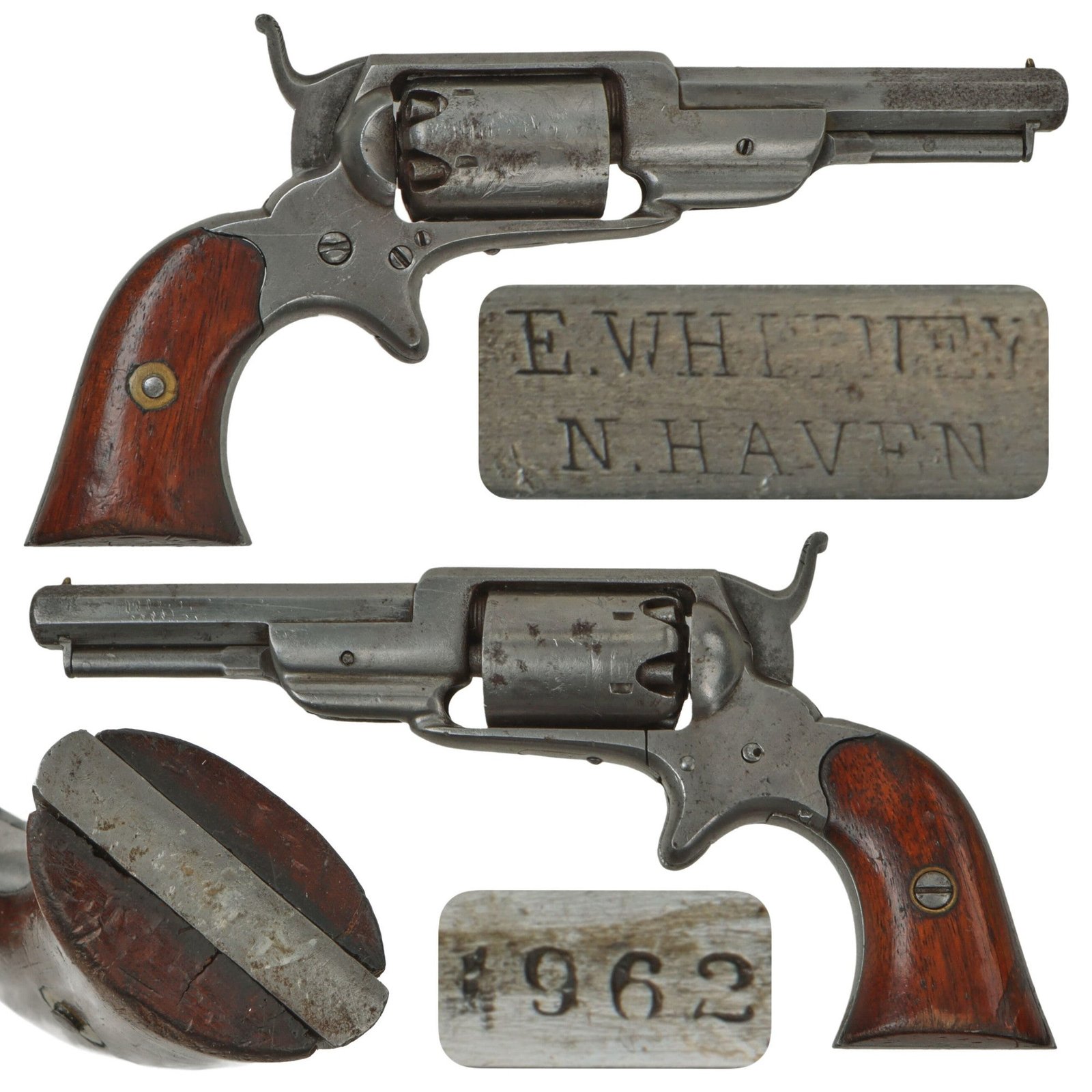 Original U.S. Civil War Era Whitney New Model "Root" .28cal Pocket Percussion Revolver with 3 1/2" Barrel - Serial 1962 - Highest Recorded Serial