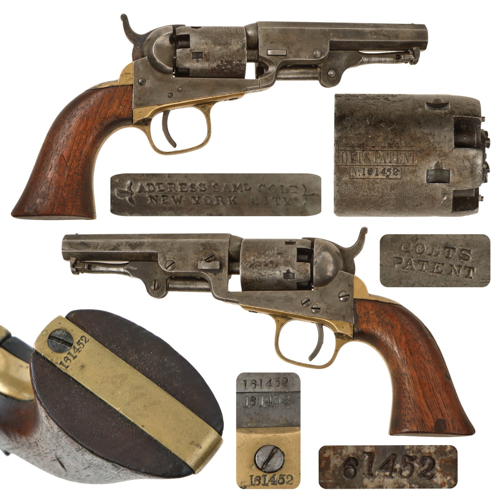 Original U.S. Civil War Colt M1849 .31cal Pocket Percussion Revolver Made in 1860 with 4" Barrel - Excellent Bore - Matching Serial 161452