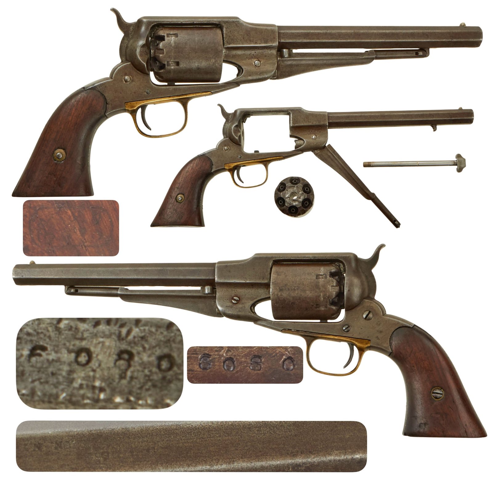 Original U.S. Civil War Martially Marked Remington .44cal "Old Model" 1861 Army Percussion Revolver - Serial 6080