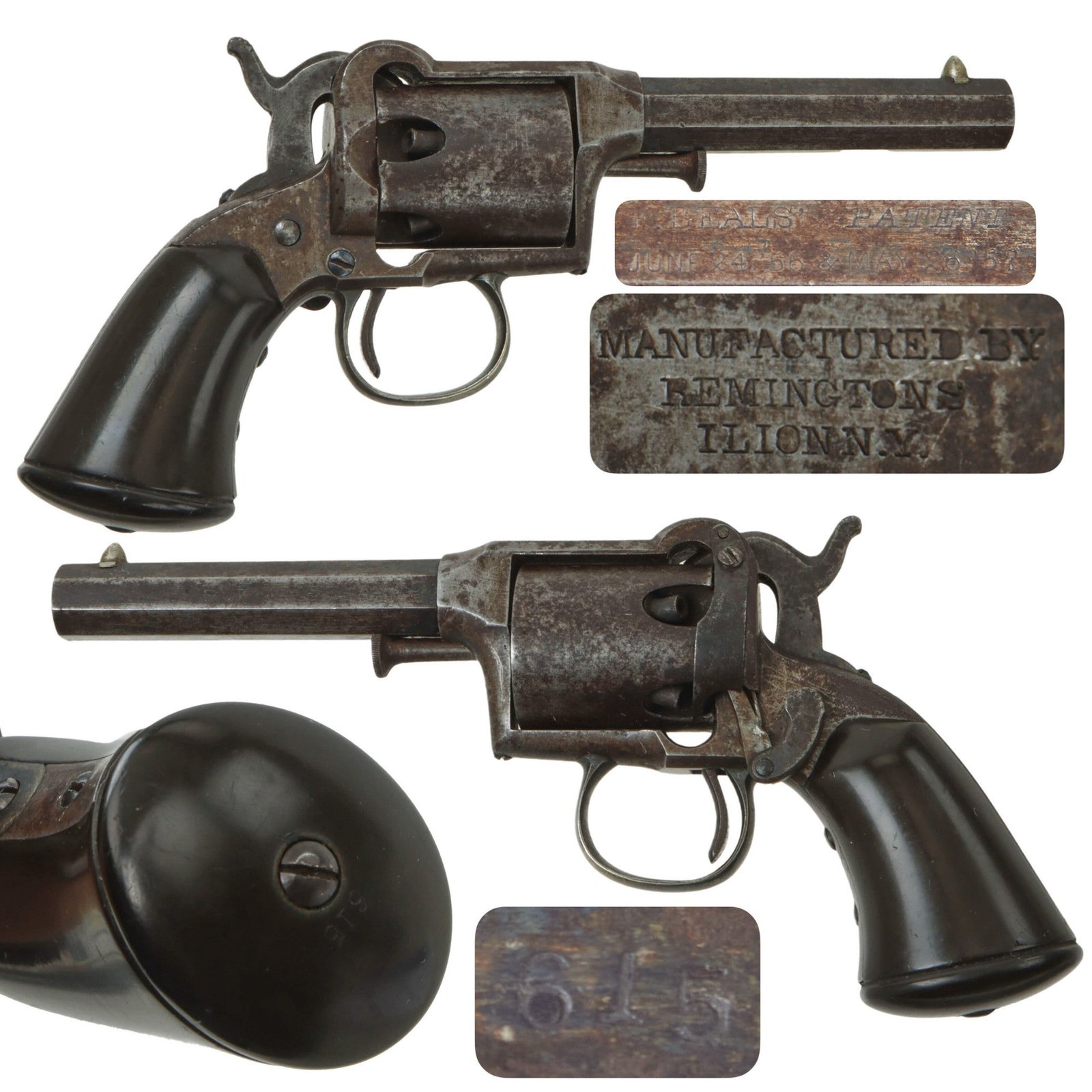 Original U.S. Remington & Sons 1st Model Remington-Beals .31cal Pocket Percussion Revolver - Serial 615