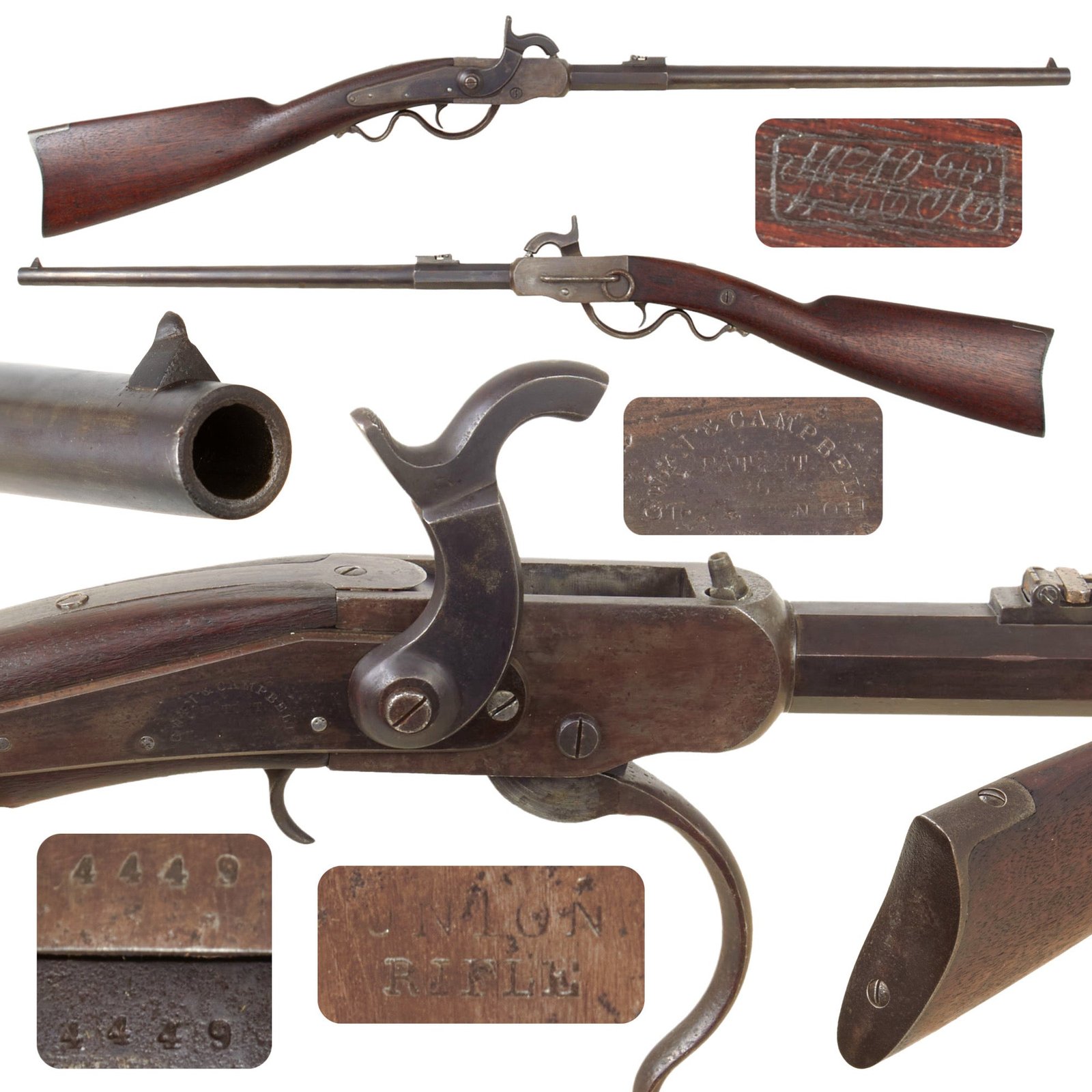 Original U.S. Civil War Gwyn & Campbell Type II Saddle-Ring "Union Carbine" with Excellent Bore and Stock - Serial Number 4449