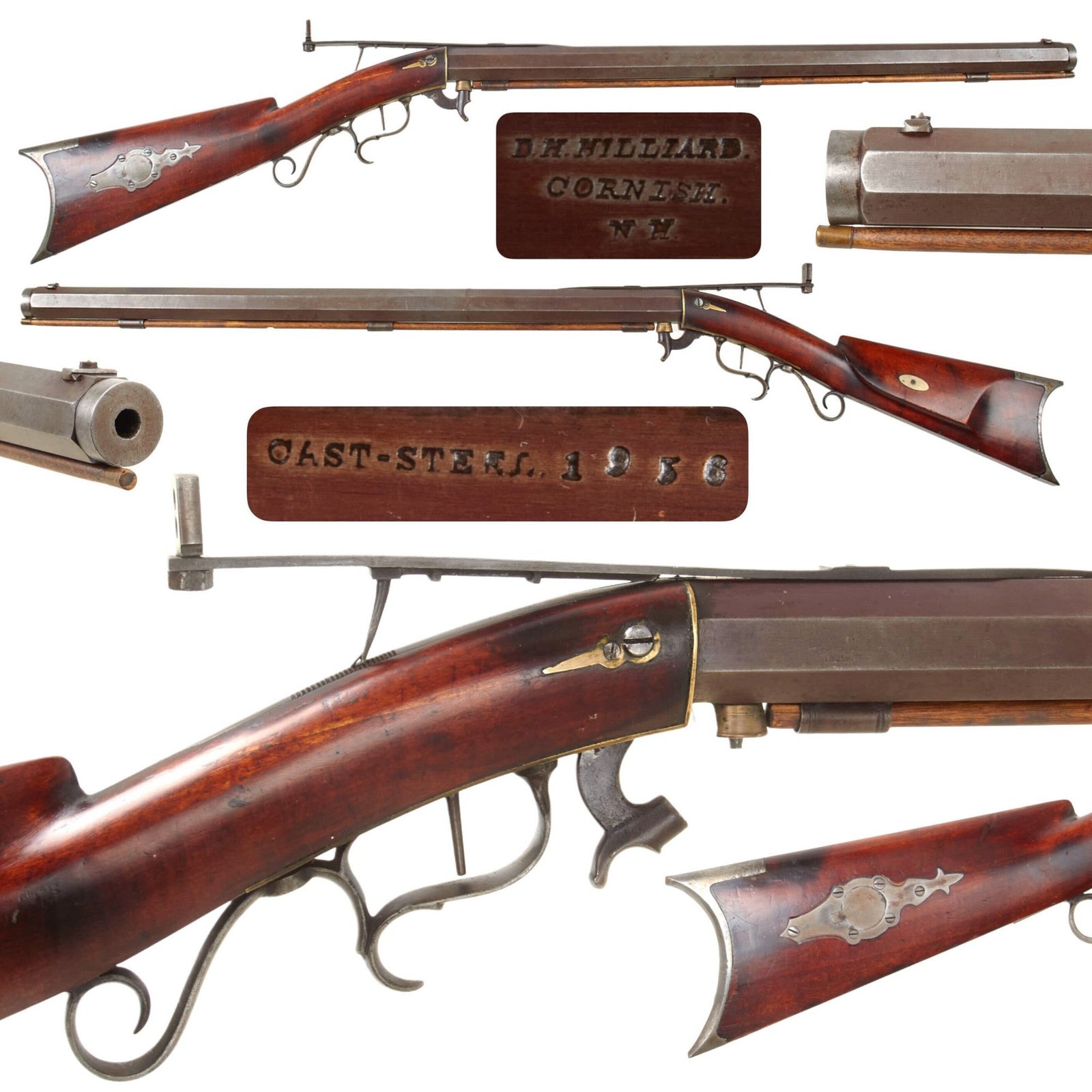Original U.S. Civil War Era New Hampshire Half Stocked Under Hammer Percussion Target Rifle by D.H. Hilliard with Heavy Octagonal Barrel - circa 1860