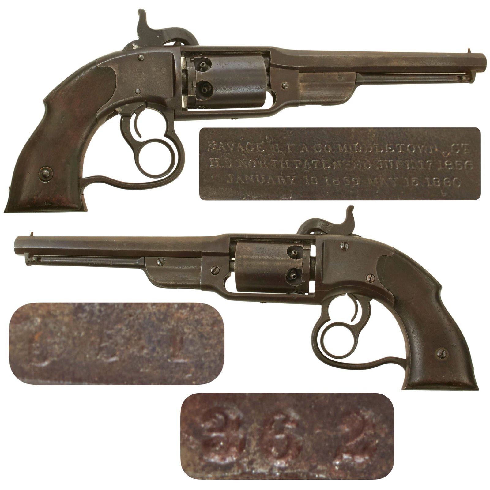 Original U.S. Civil War Savage Navy Model Revolver – Early Production Serial #362 – Rare 1861 “Figure Eight” .36 Caliber Percussion Revolver