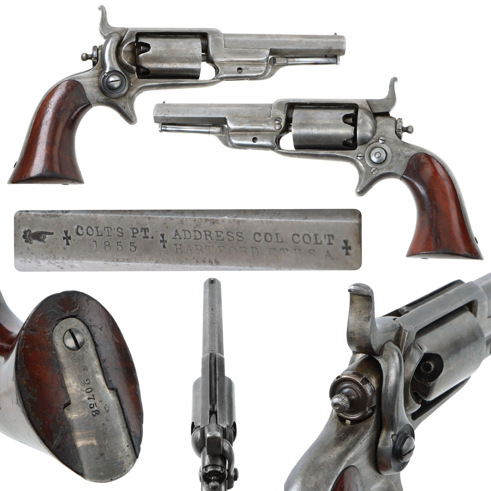 Original U.S. Colt "Root" Model 1855 Sidehammer .28cal. Pocket Percussion Revolver Made in 1859 - Serial 20758