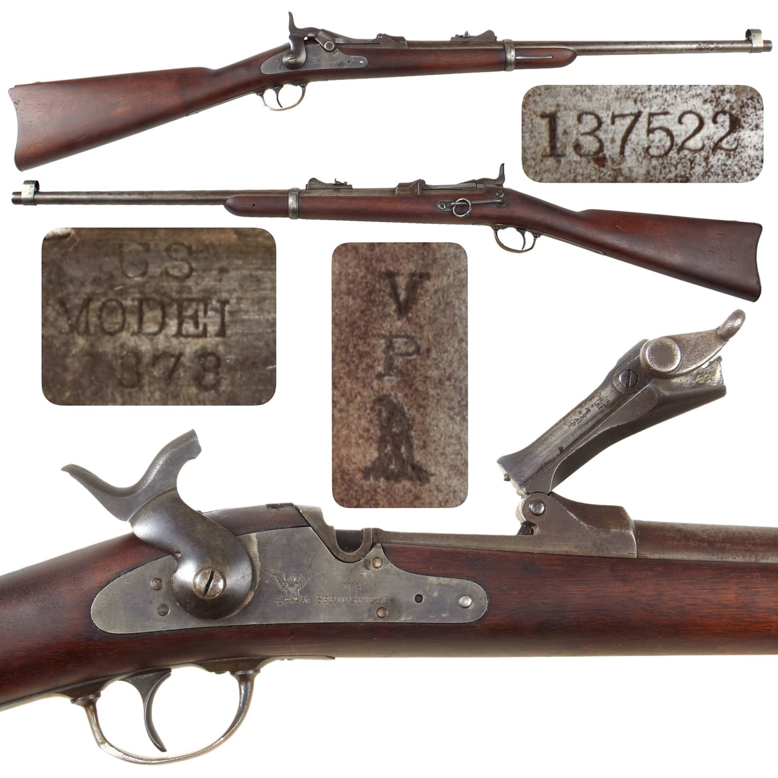 Original U.S. Springfield Trapdoor Model 1873 Saddle Ring Cavalry Carbine made in 1880 - Serial No 135722